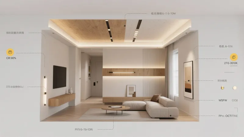 Modern Living Room with Wood Ceiling & Layered Lighting