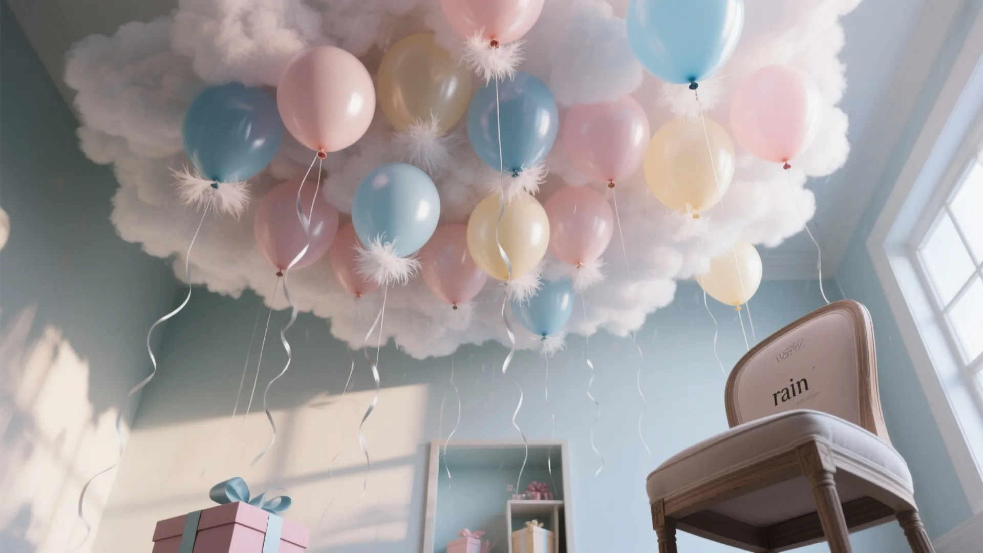 Ceiling Balloon Cloud with Ribbon Rain
