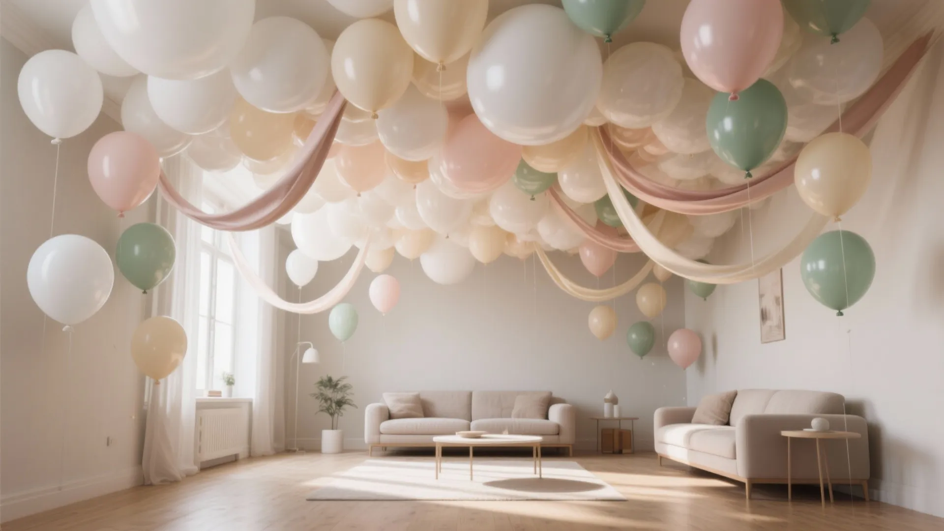 Ceiling Balloon Clouds with Streamers