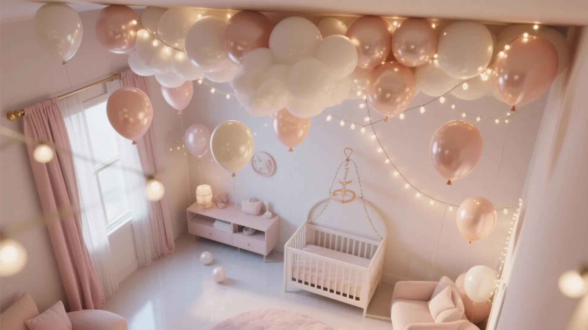 Ceiling Balloon Clouds with Fairy Lights