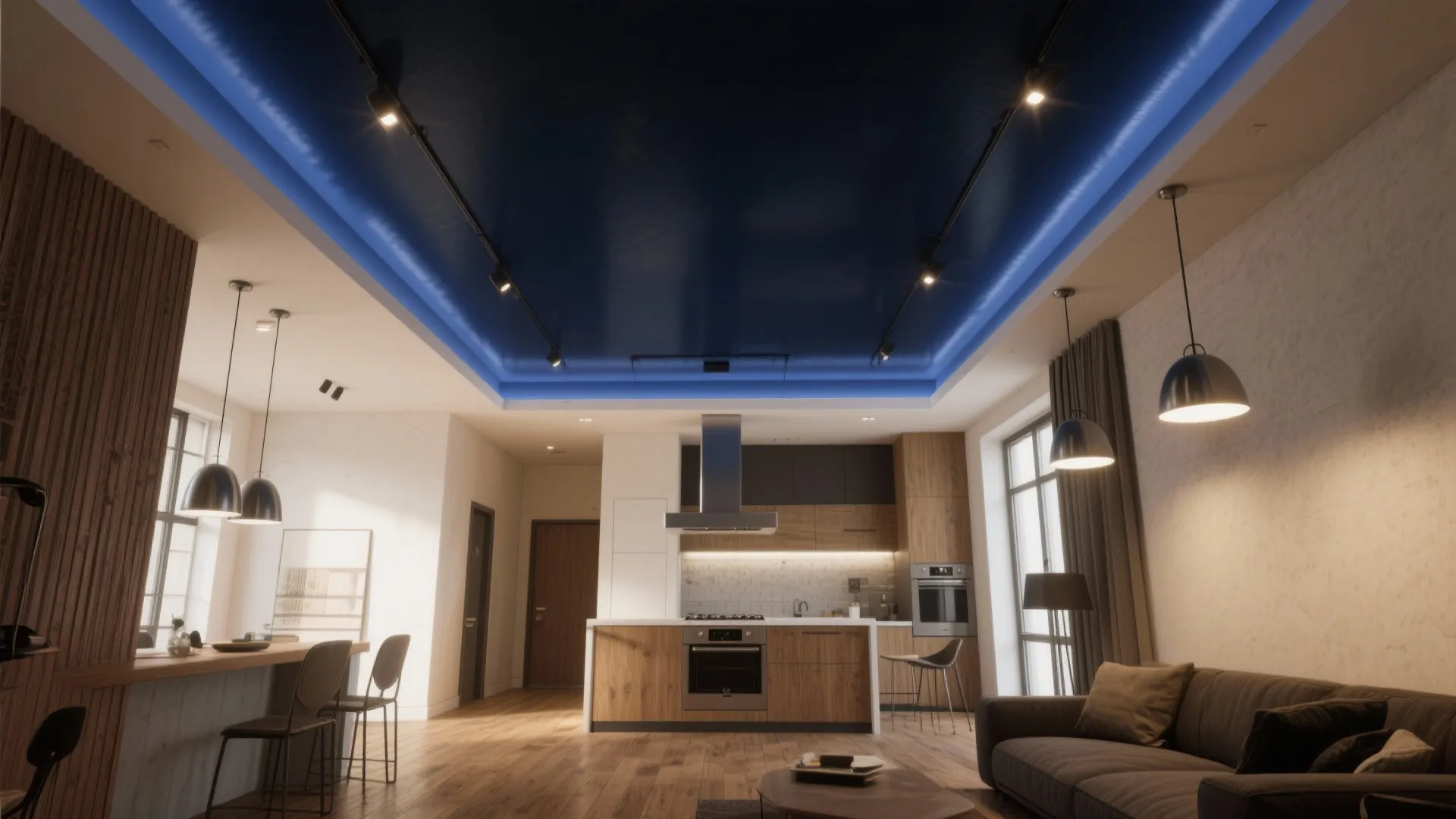 2. Ceiling Contrast to Heighten the Room