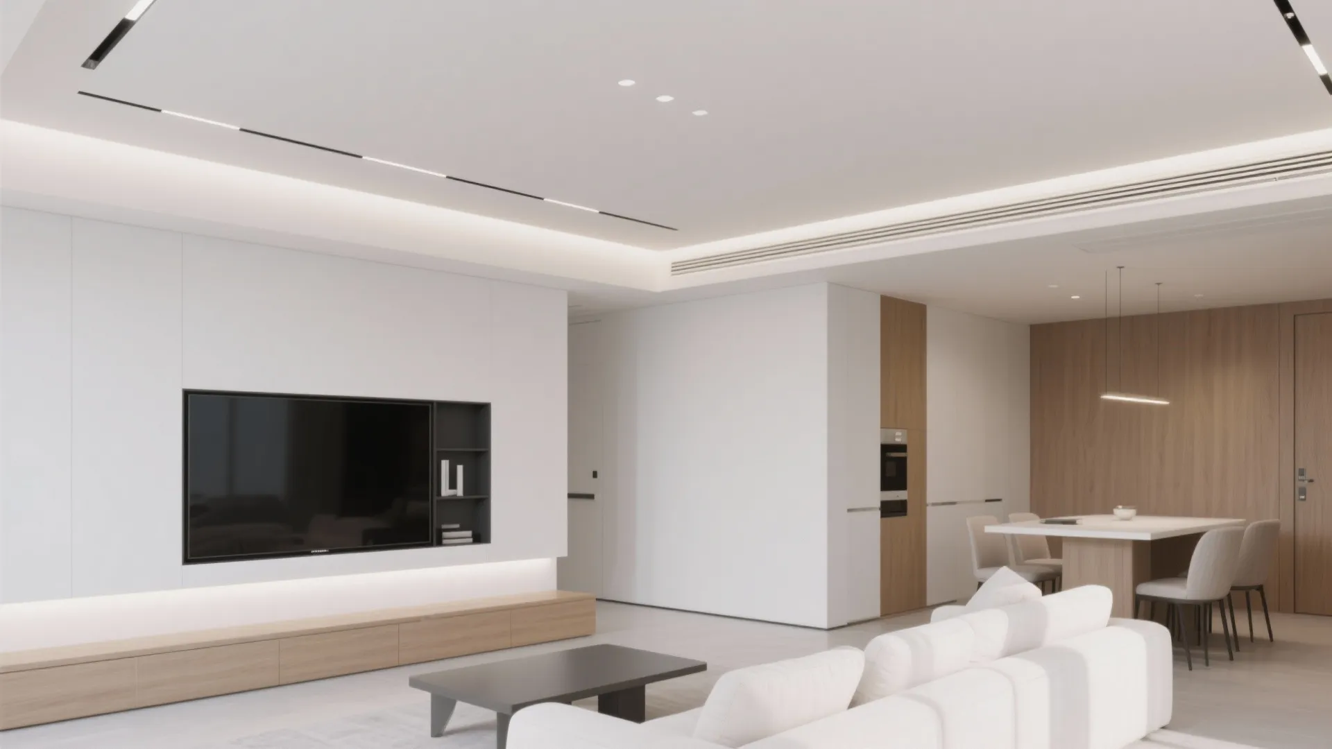 Hidden ceiling drop-down TV