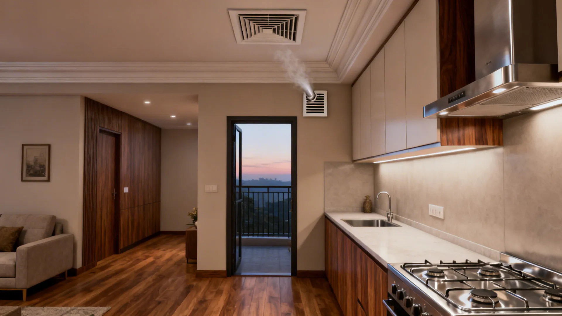 Ceiling exhaust + make-up air for open kitchens