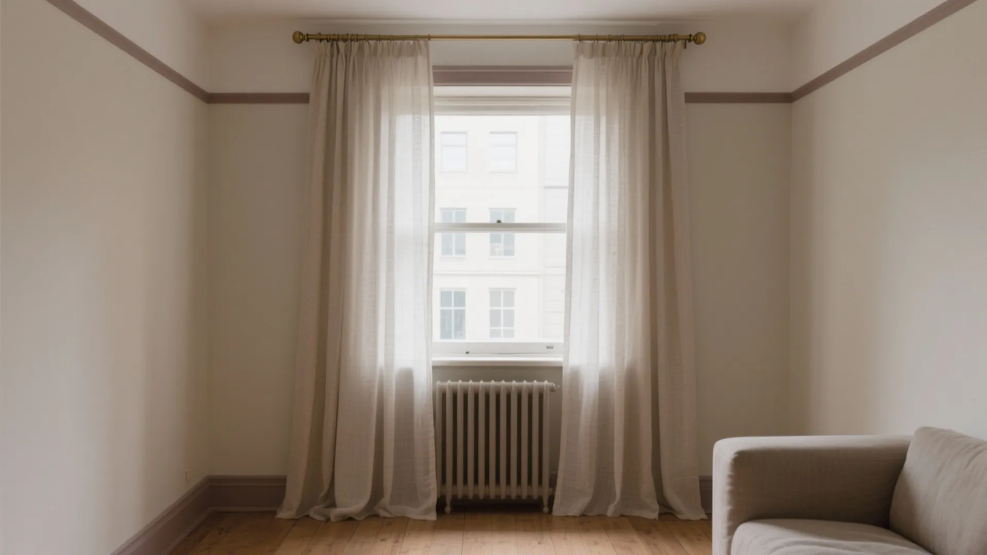 1. Ceiling-to-Floor Curtains to “Stretch” the Window