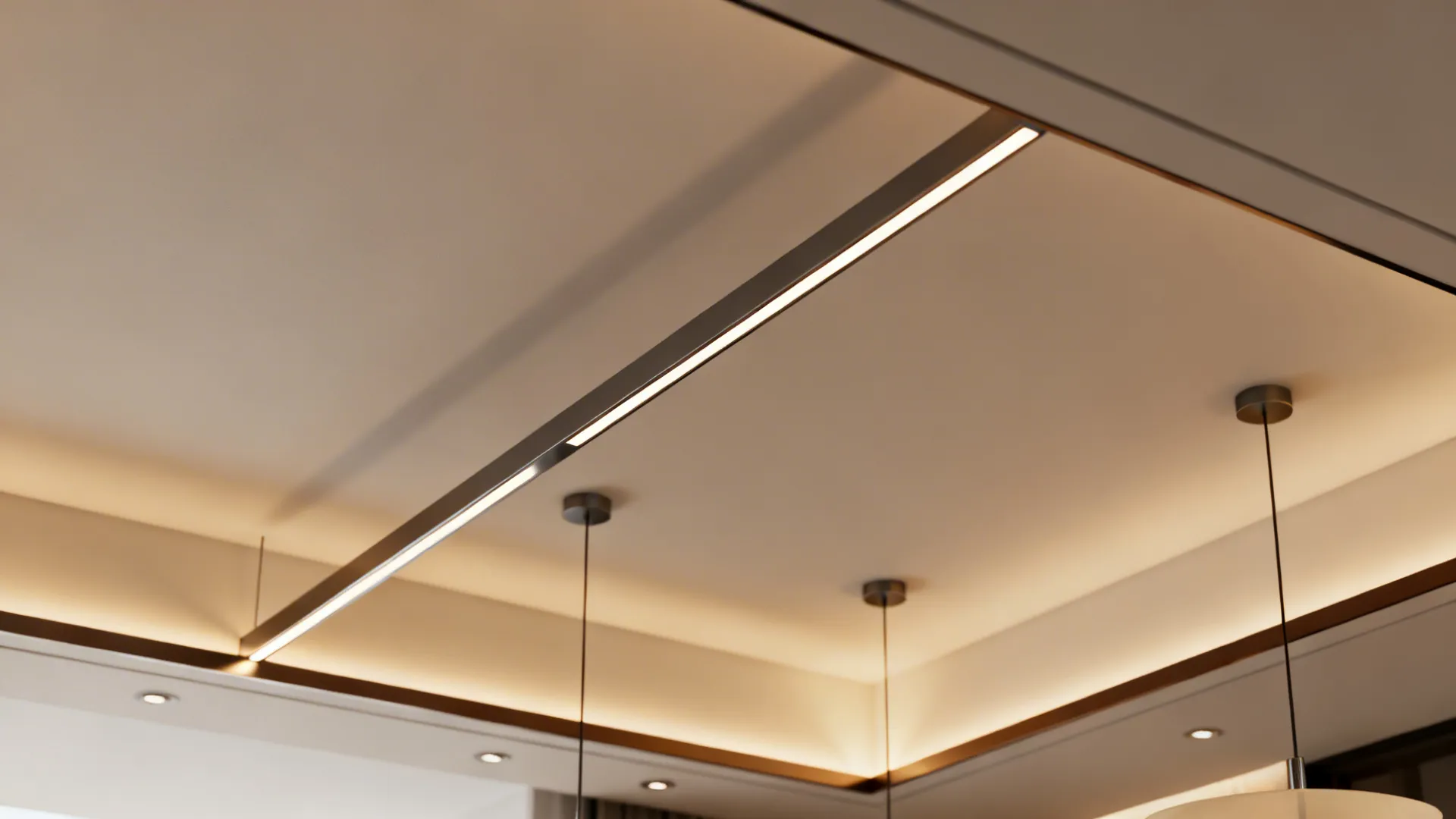 Ceiling frame and lighting to “draw a line” without walls