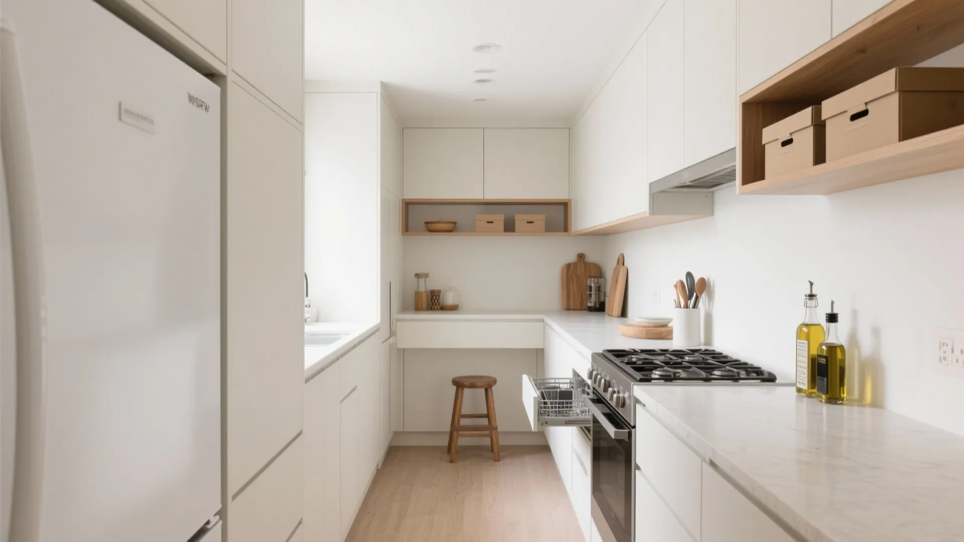 Ceiling-High Cabinets And Pocket Appliances