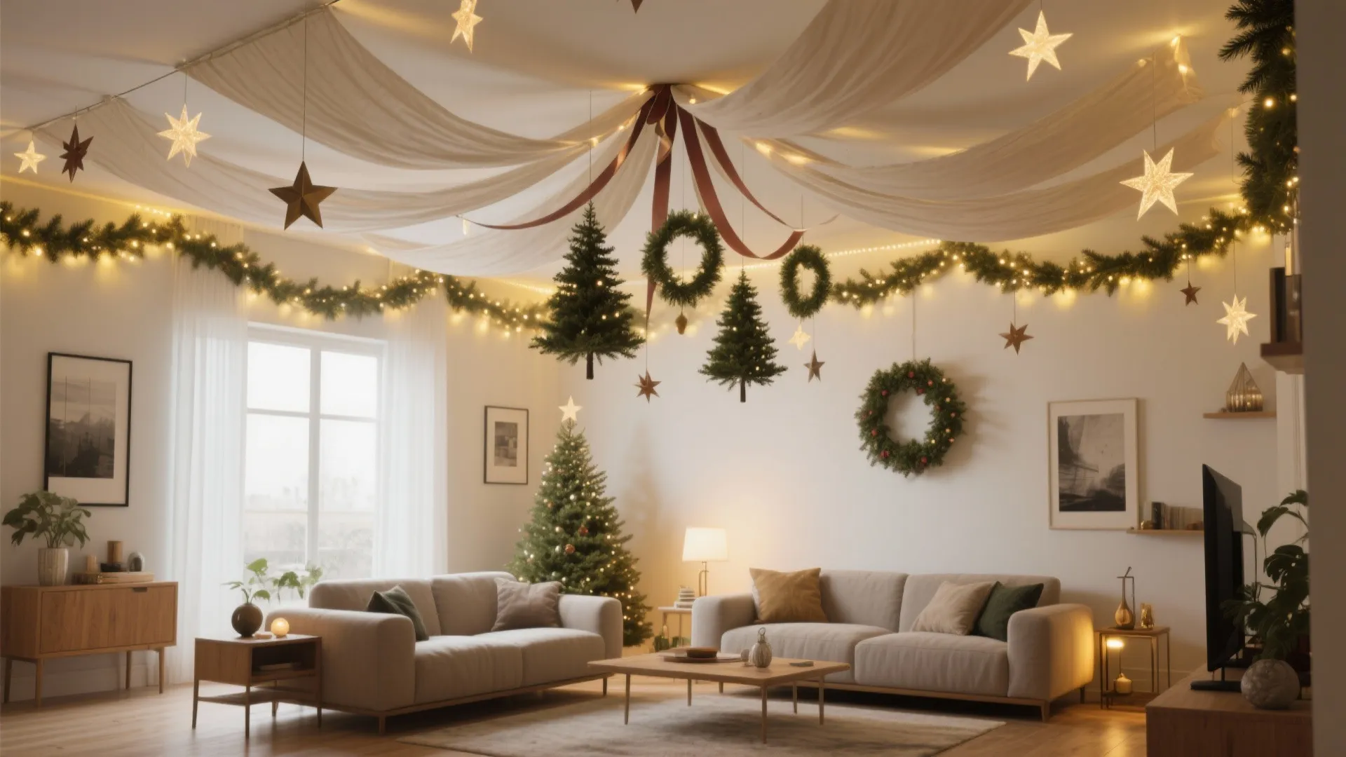 DIY Ceiling Christmas Decoration Ideas — 5 Ways: Easy, small-space ceiling decorations to make your holiday magic shine
