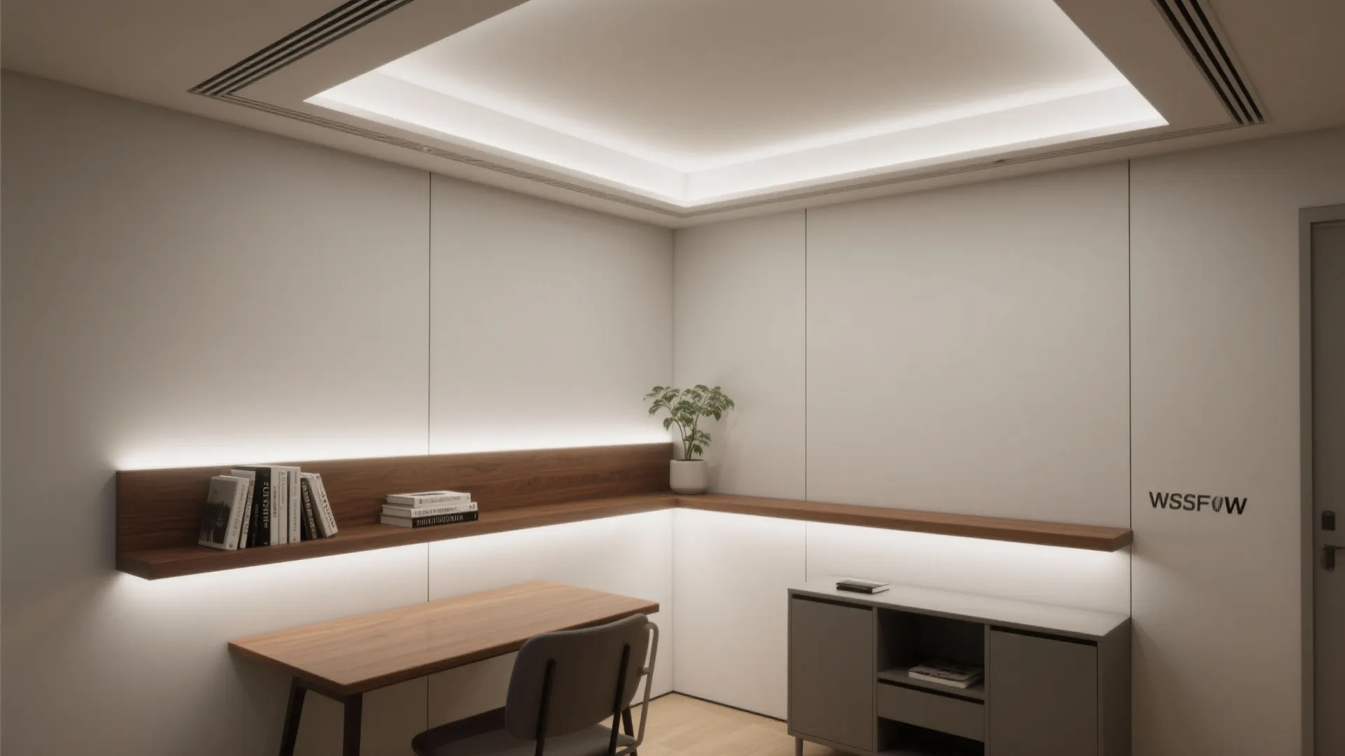 3) Floating POP Ceiling Frame with a Slim Storage Ledge