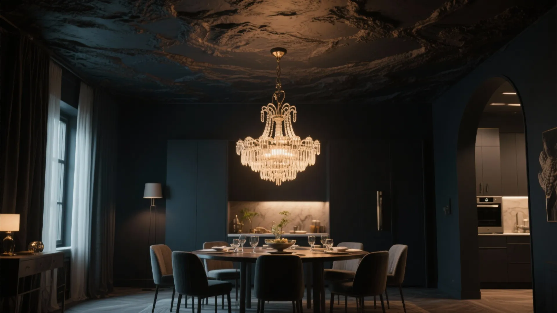 5. Dramatic Ceiling Treatments and Statement Lighting