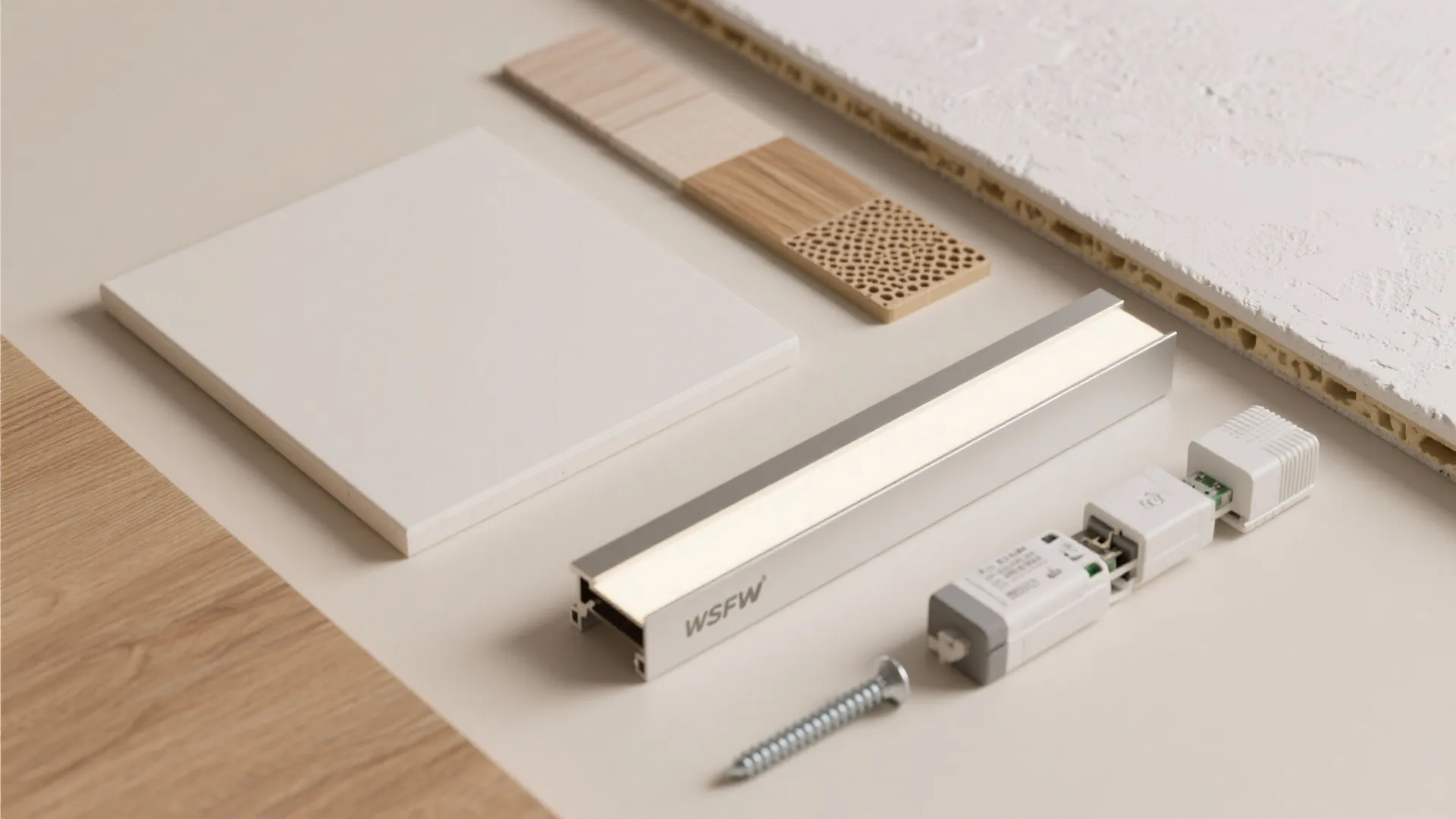 Wood-Accented Pop Ceiling with Linear Lights