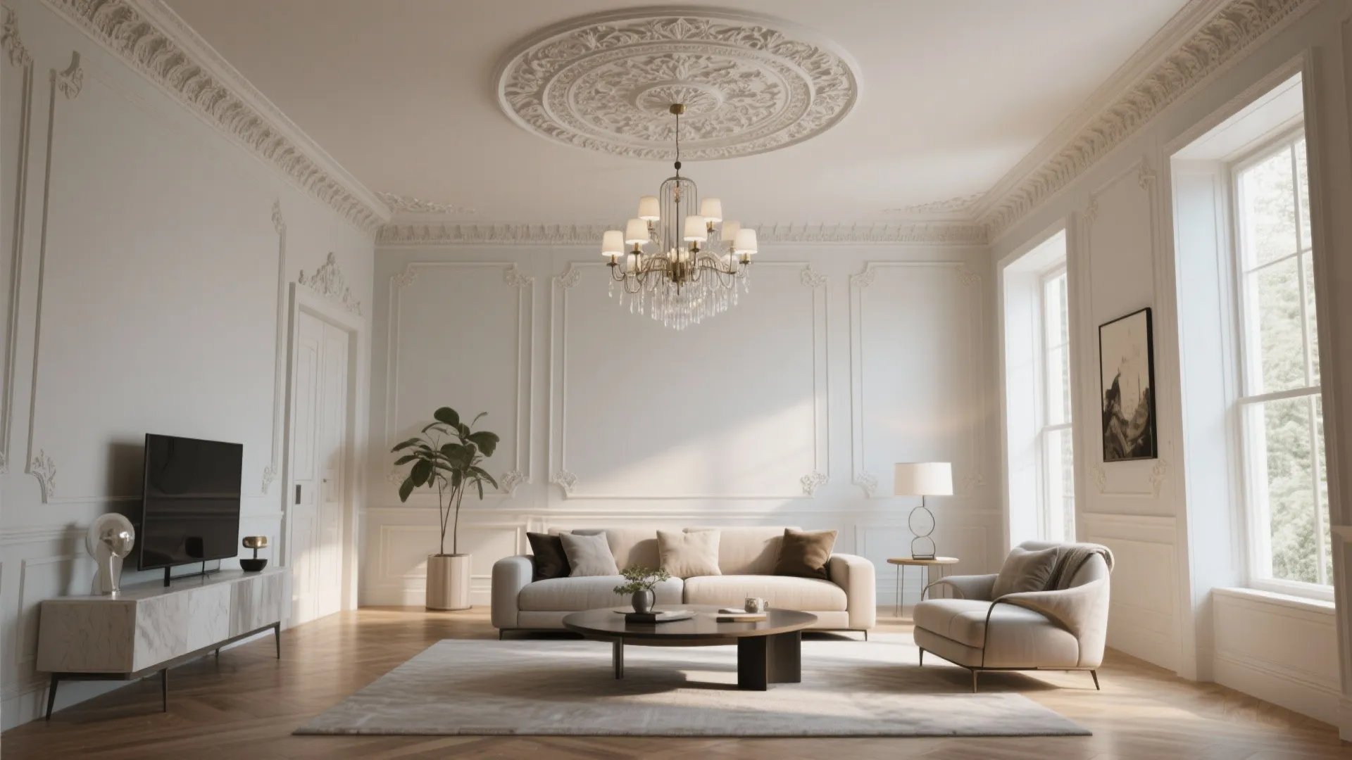 4. Ceiling Medallions with Molding