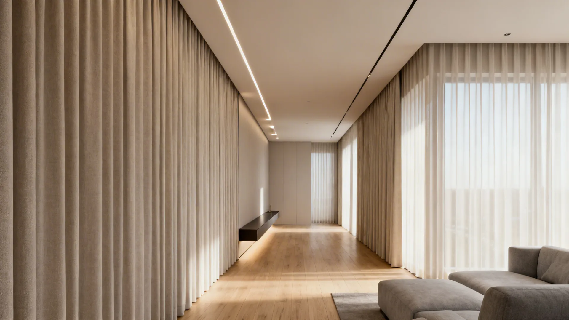 2. Ceiling-Mounted Floor-to-Ceiling Panels