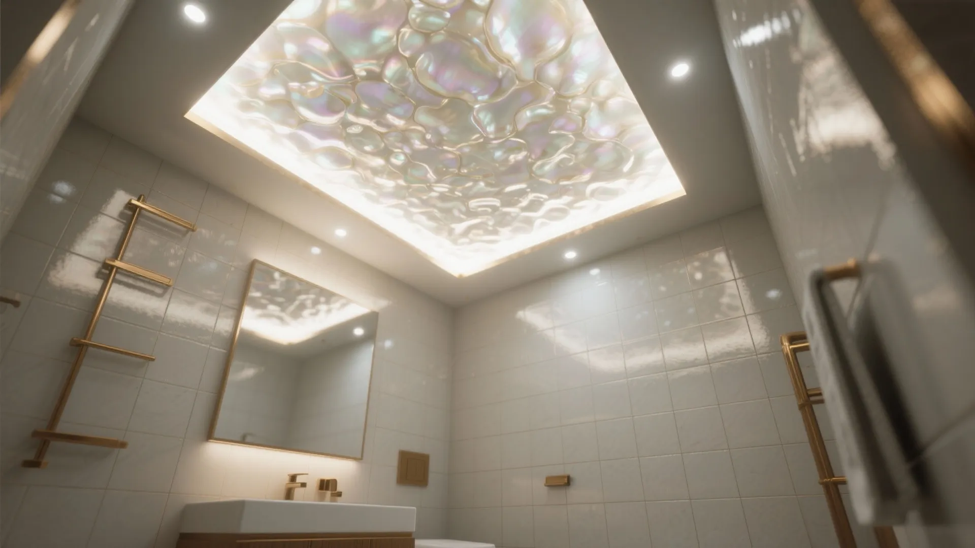 3. Pearlescent Ceiling to Add Vertical Light