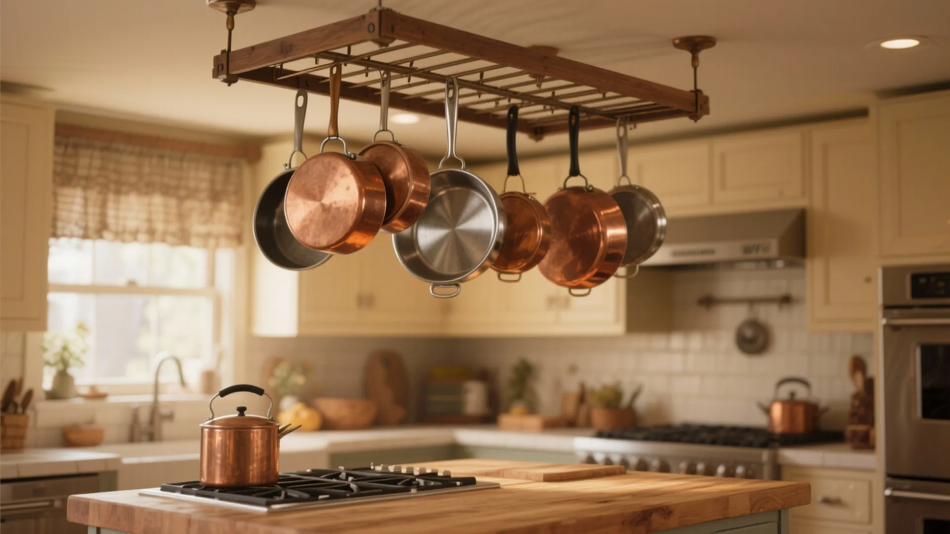 3. Ceiling-Mounted Pot Rack