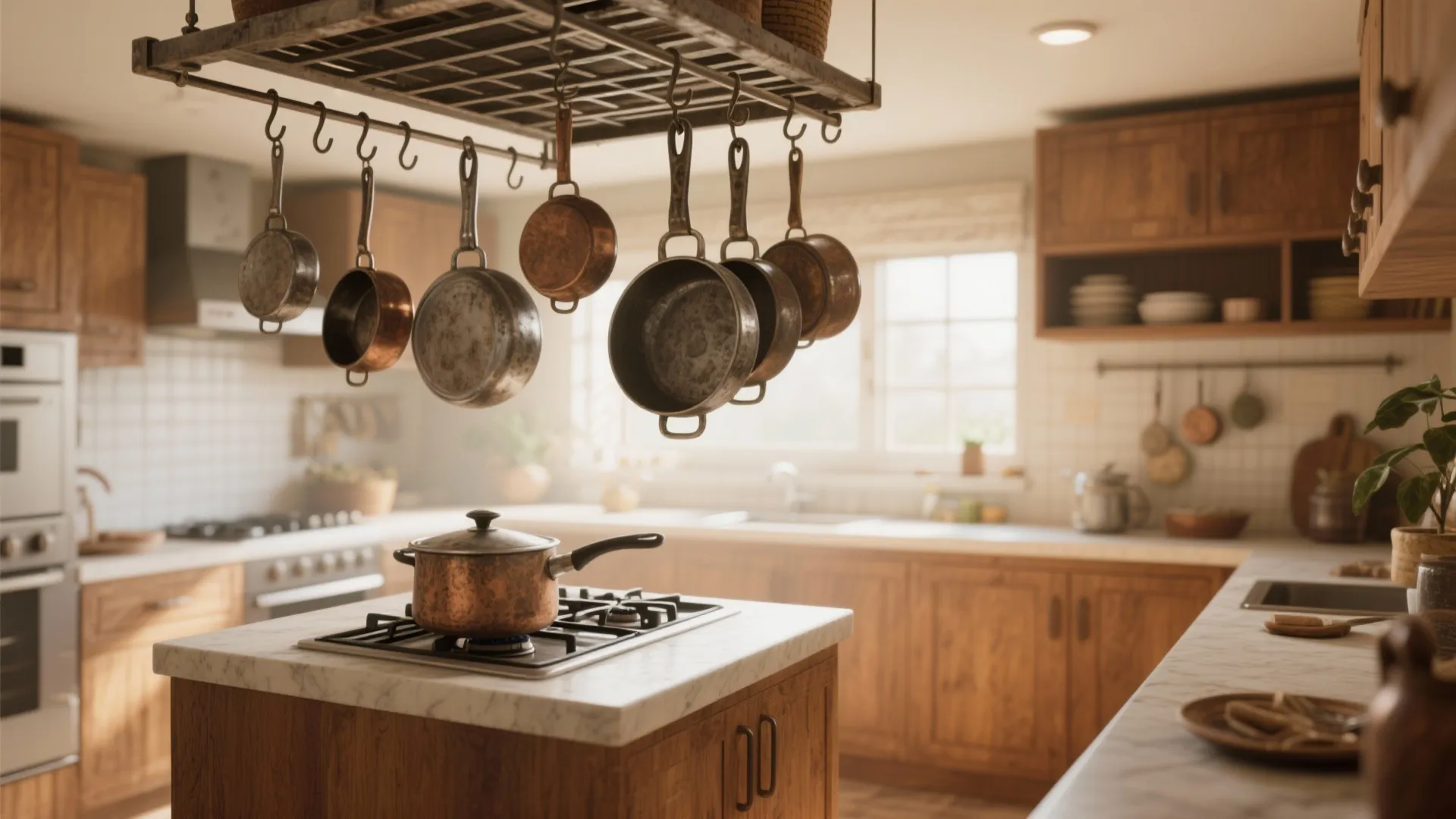 Ceiling-mounted pot racks