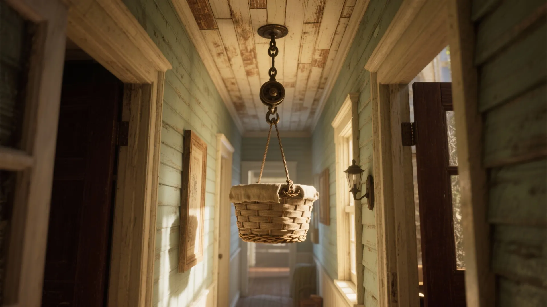 3. Ceiling Pulley Basket System