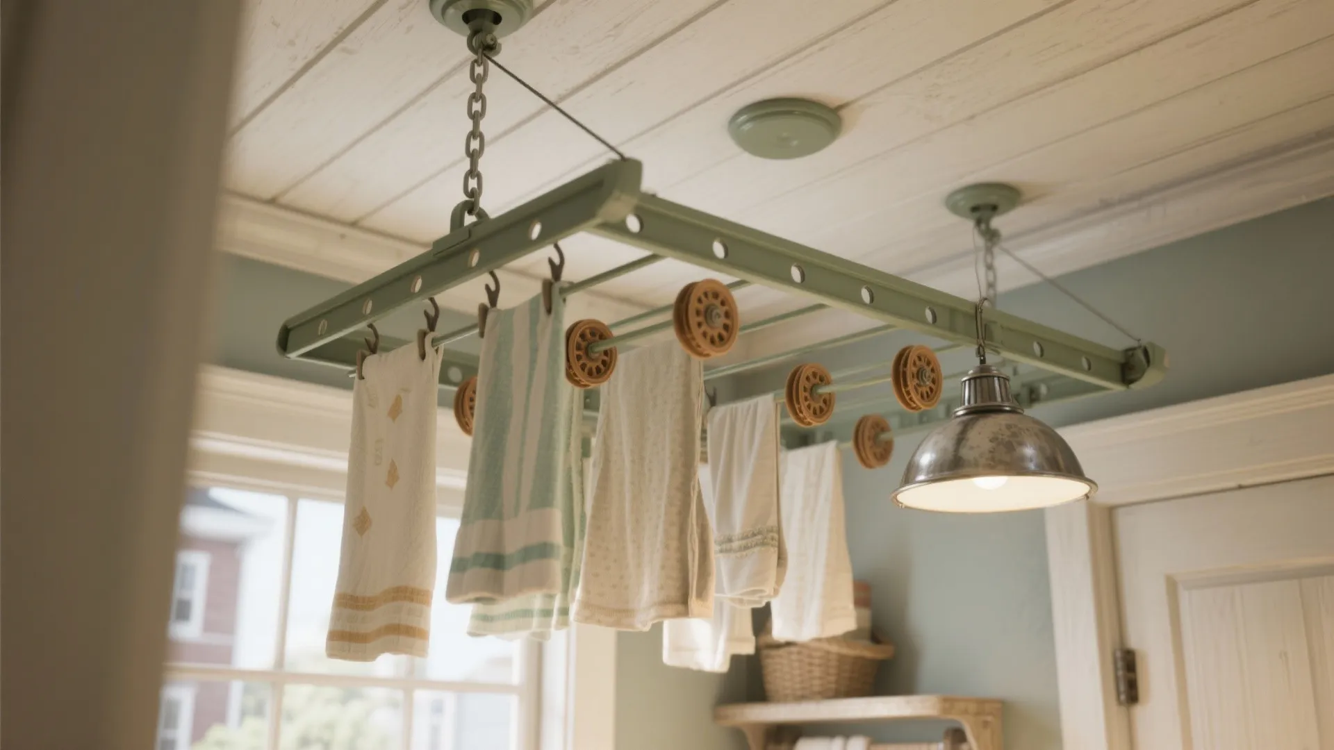 2. Ceiling-Mounted Pulley Rack