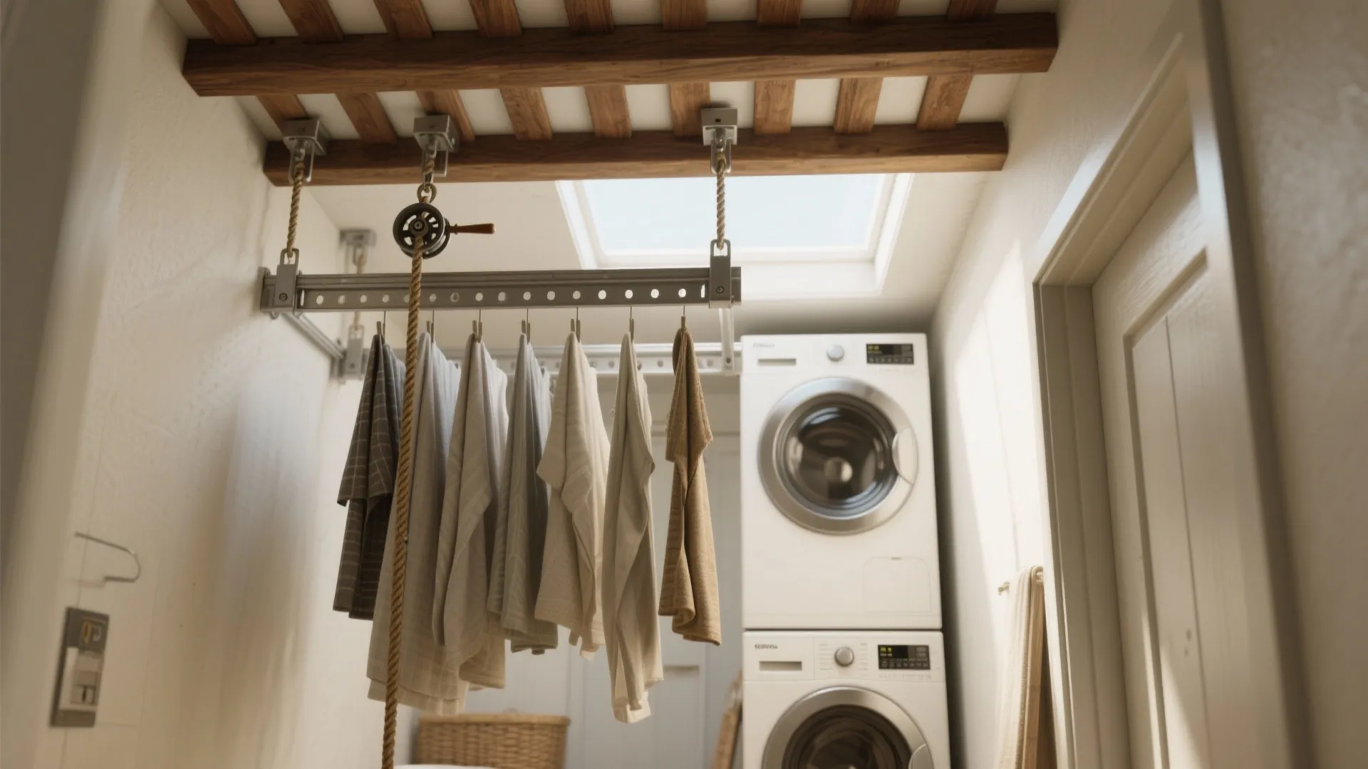 Ceiling pulley systems to reclaim floor space