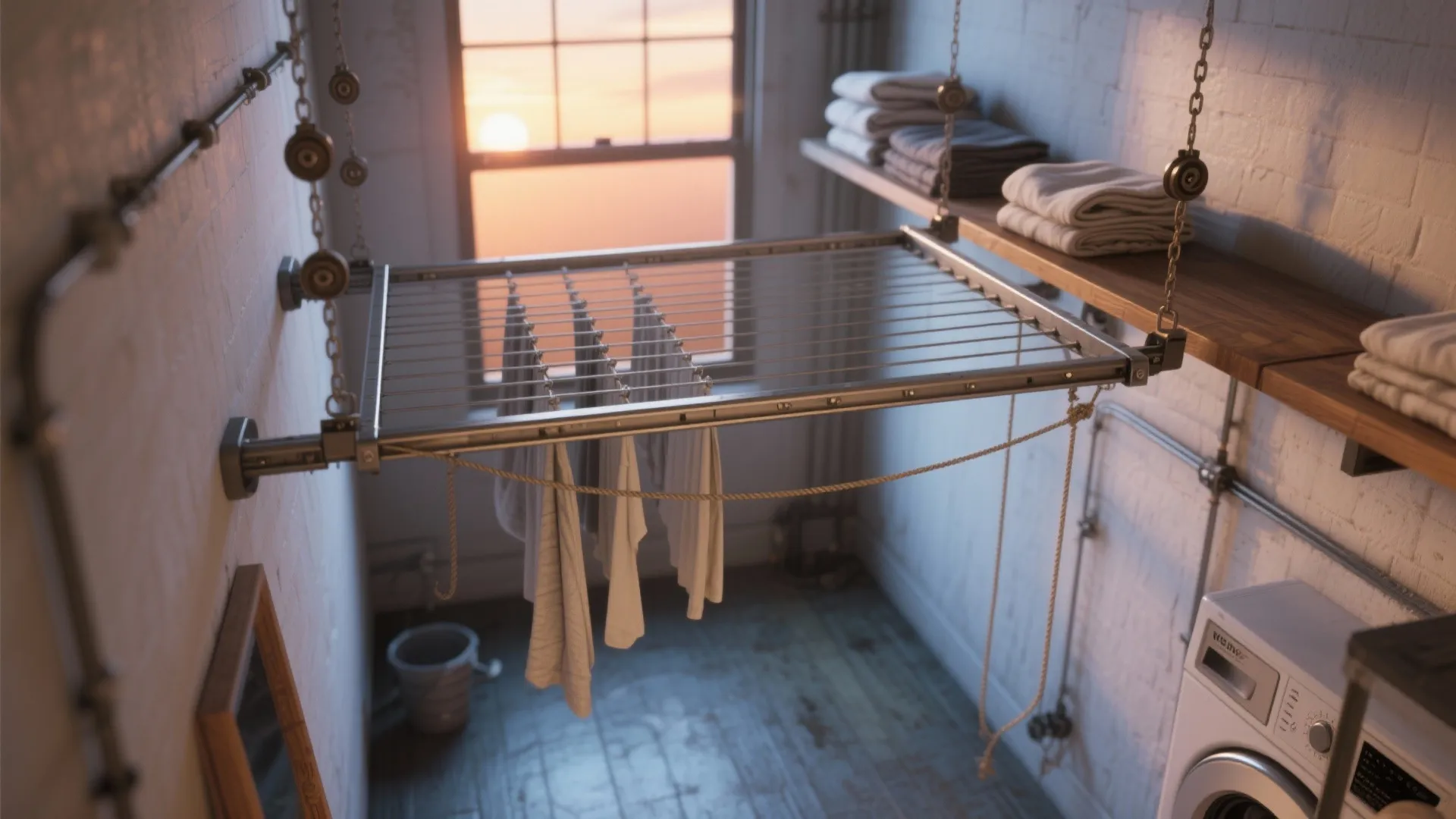 Ceiling-Mounted Drying and Shelves