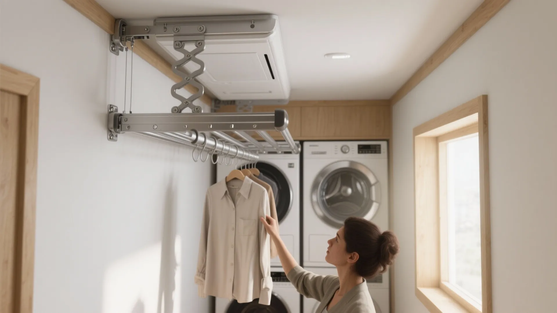 1. Ceiling-Mounted Retractable Rack