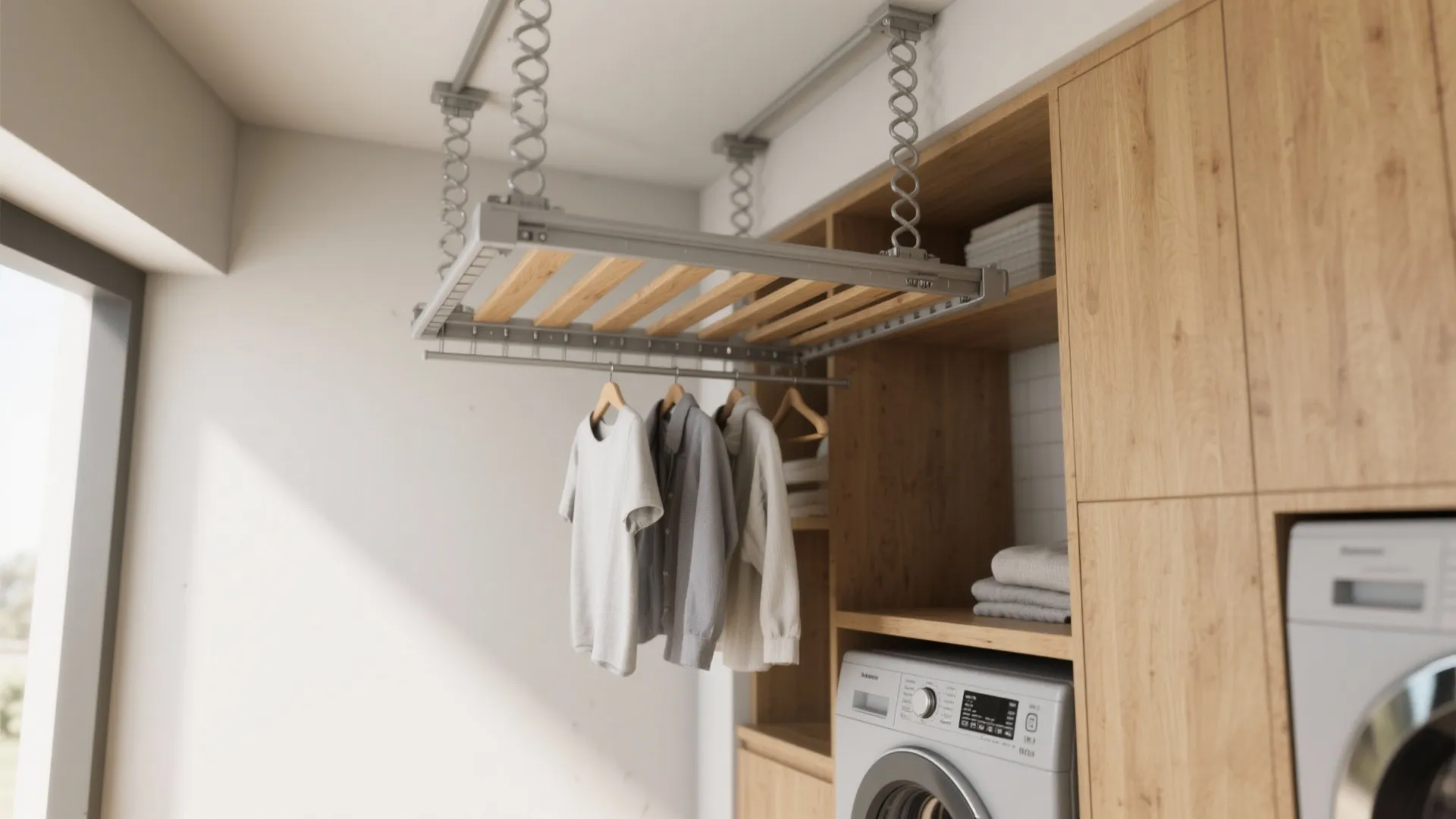 1. Ceiling-mounted retractable drying rack