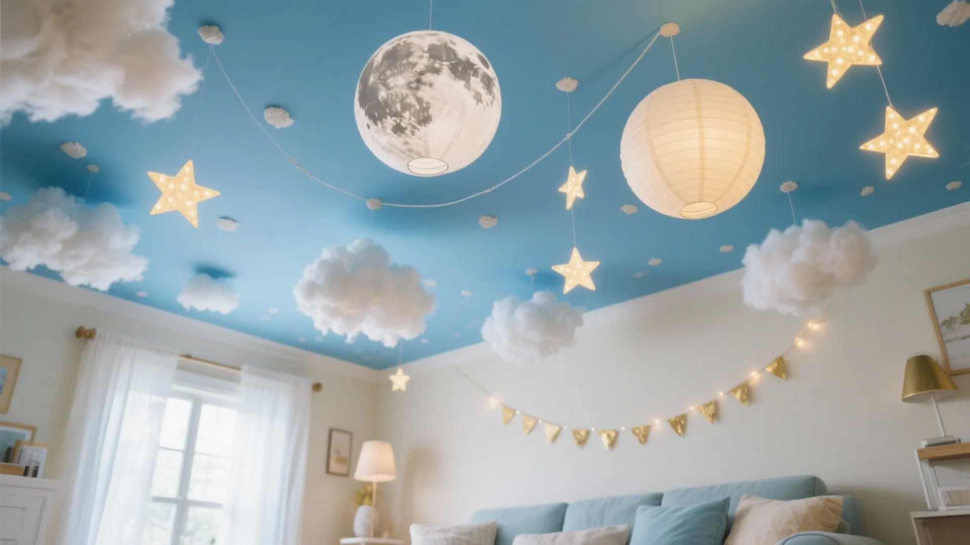 Ceiling Magic: Stars, Clouds, and Hanging Swirls