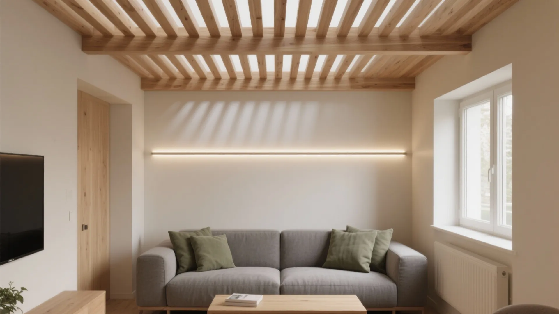 Pergola-Inspired Ceiling Slats for Texture and Light