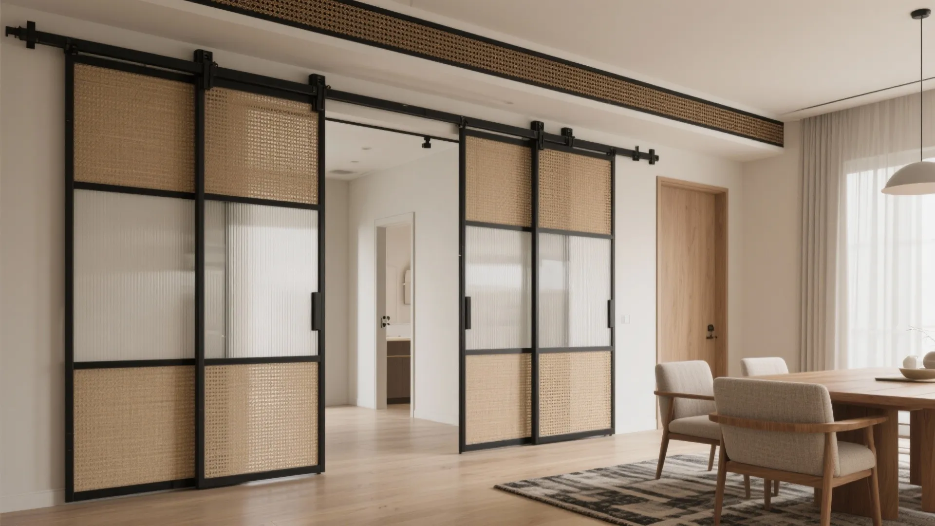 Sliding Panels on a Ceiling Track