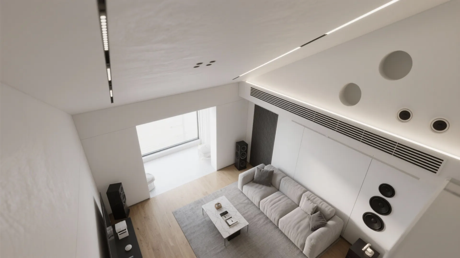 Integrated Ceiling for Lighting, Speakers, and Air