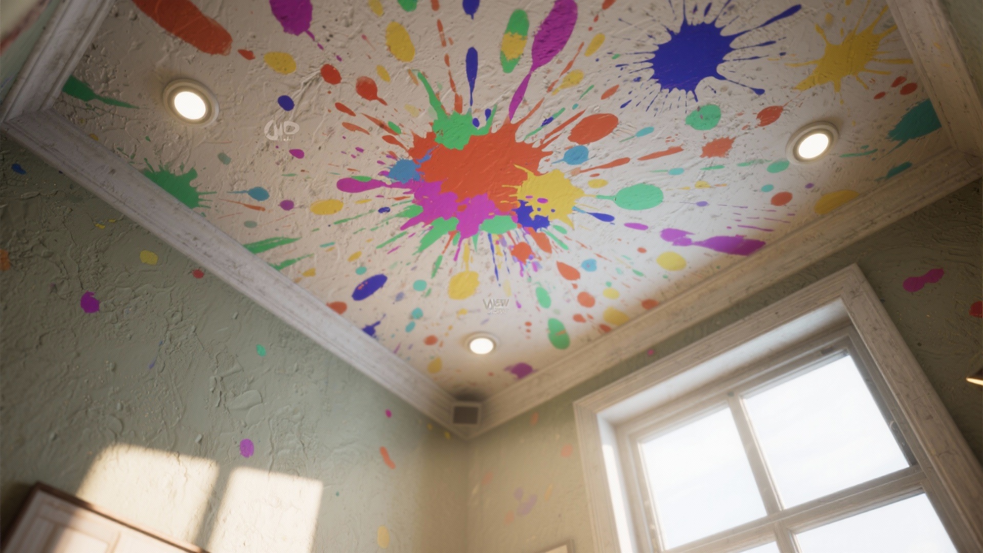 Splatter Ceiling Tiny Room Feels Plain? 5 Paint Splatter Room Ideas