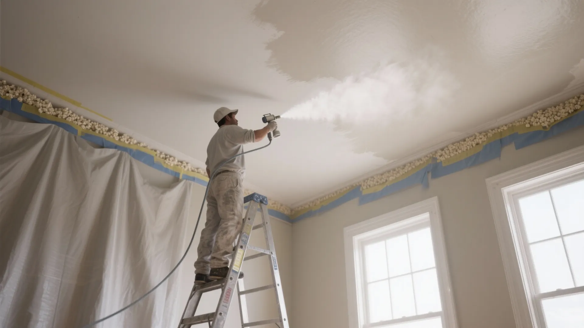 4. Paint the ceiling—yes, with a sprayer