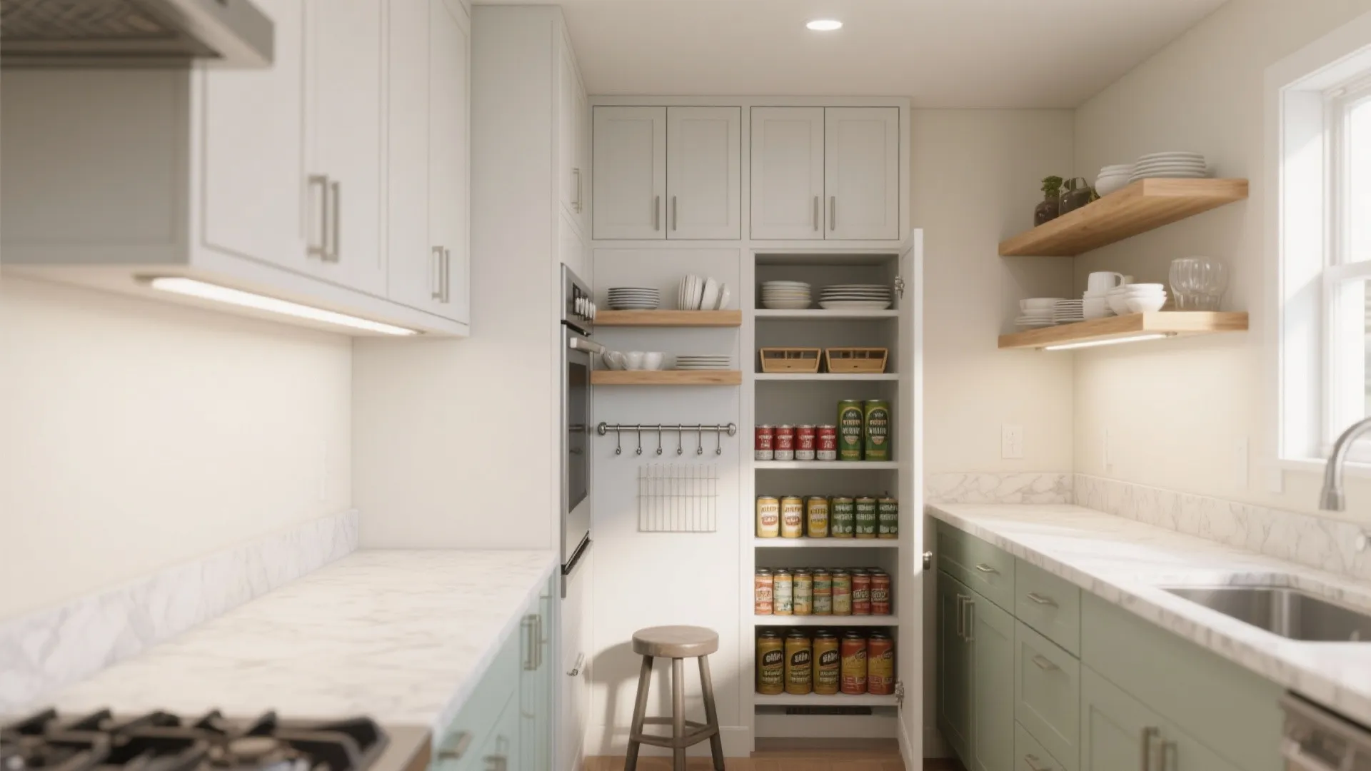 Idea 2: Climb the walls—ceiling-height storage that still breathes