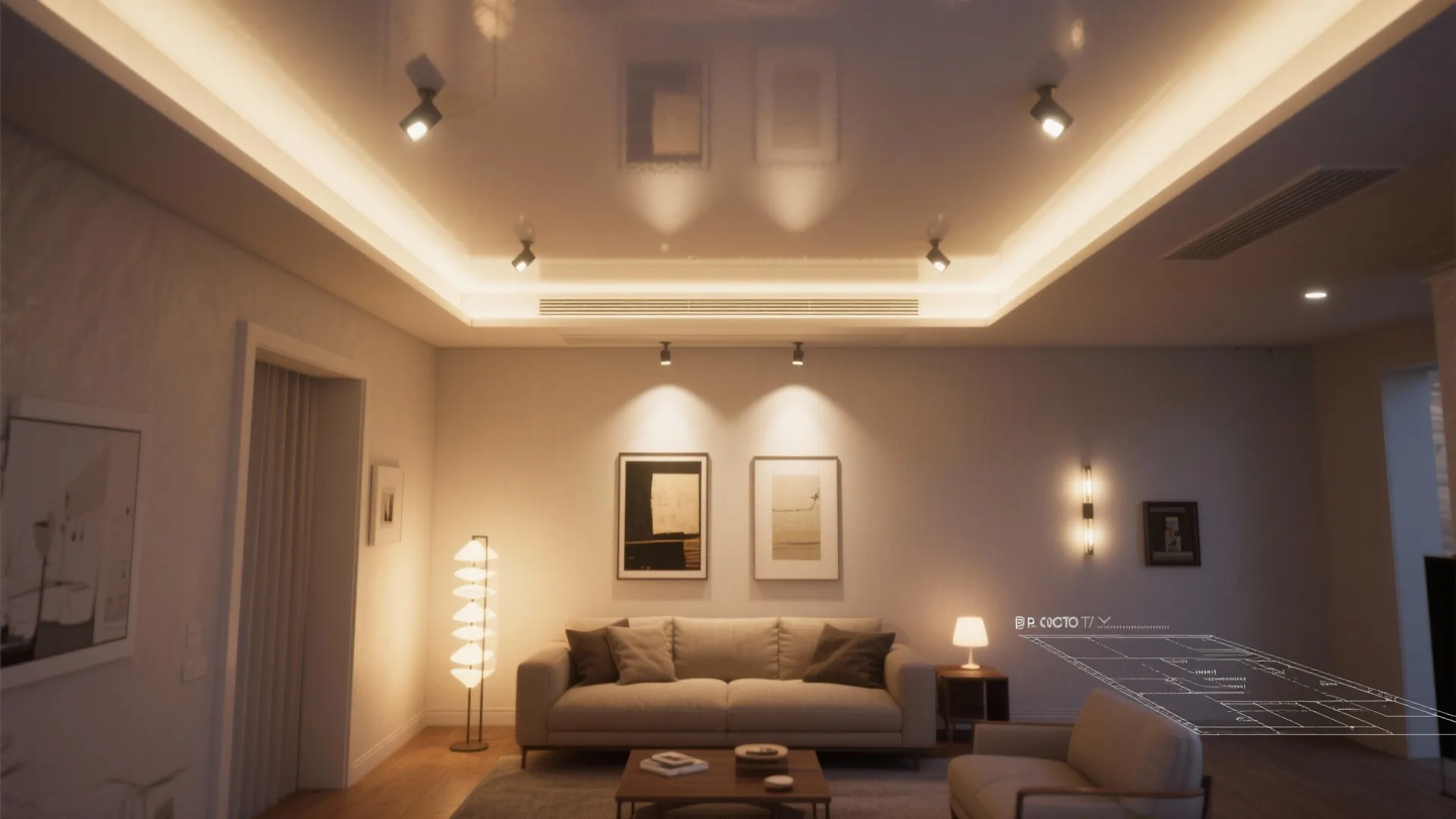 3) Layered Lighting and Ceiling Plans