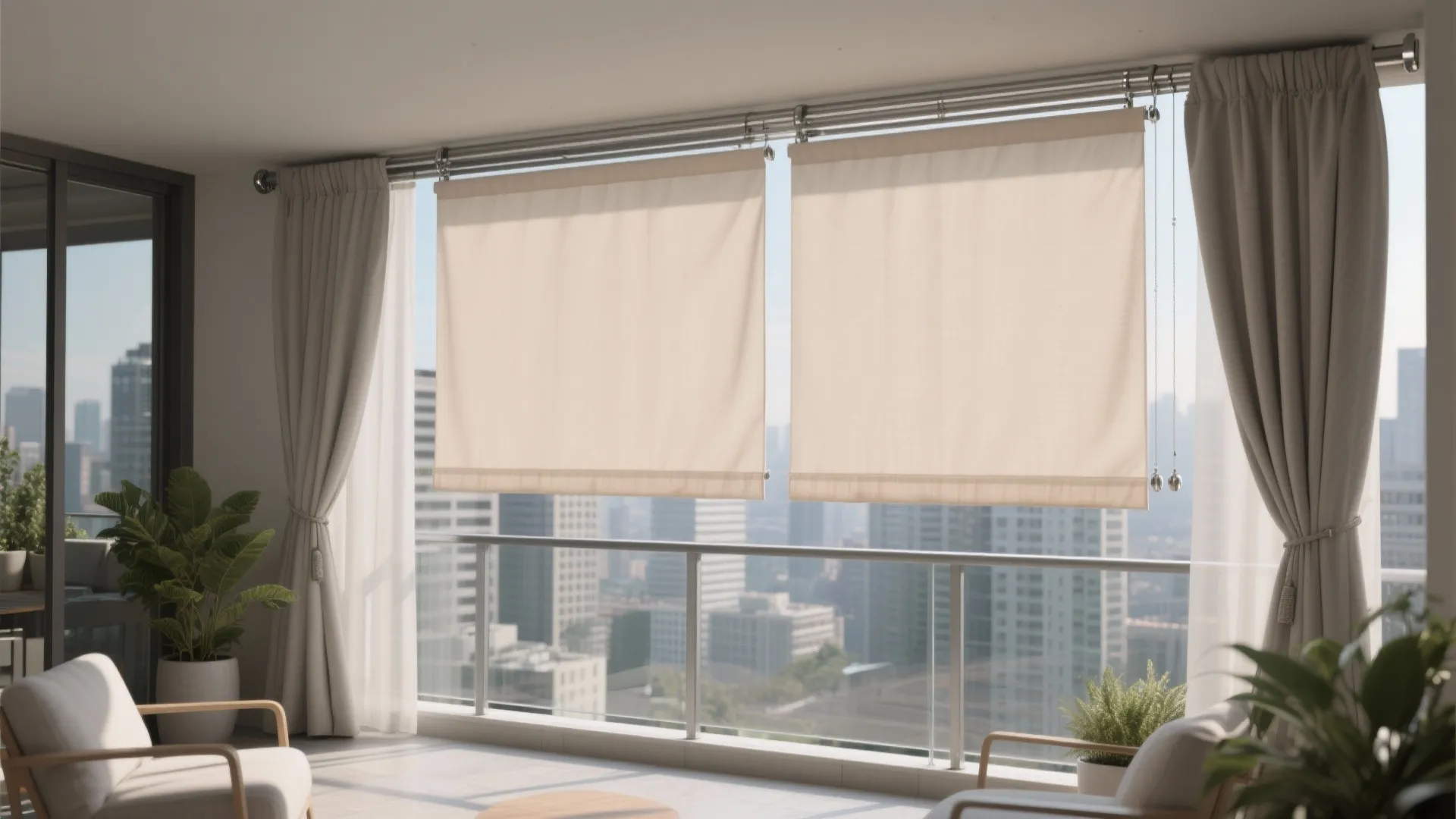 Weather-Resistant Curtains on Ceiling Tracks