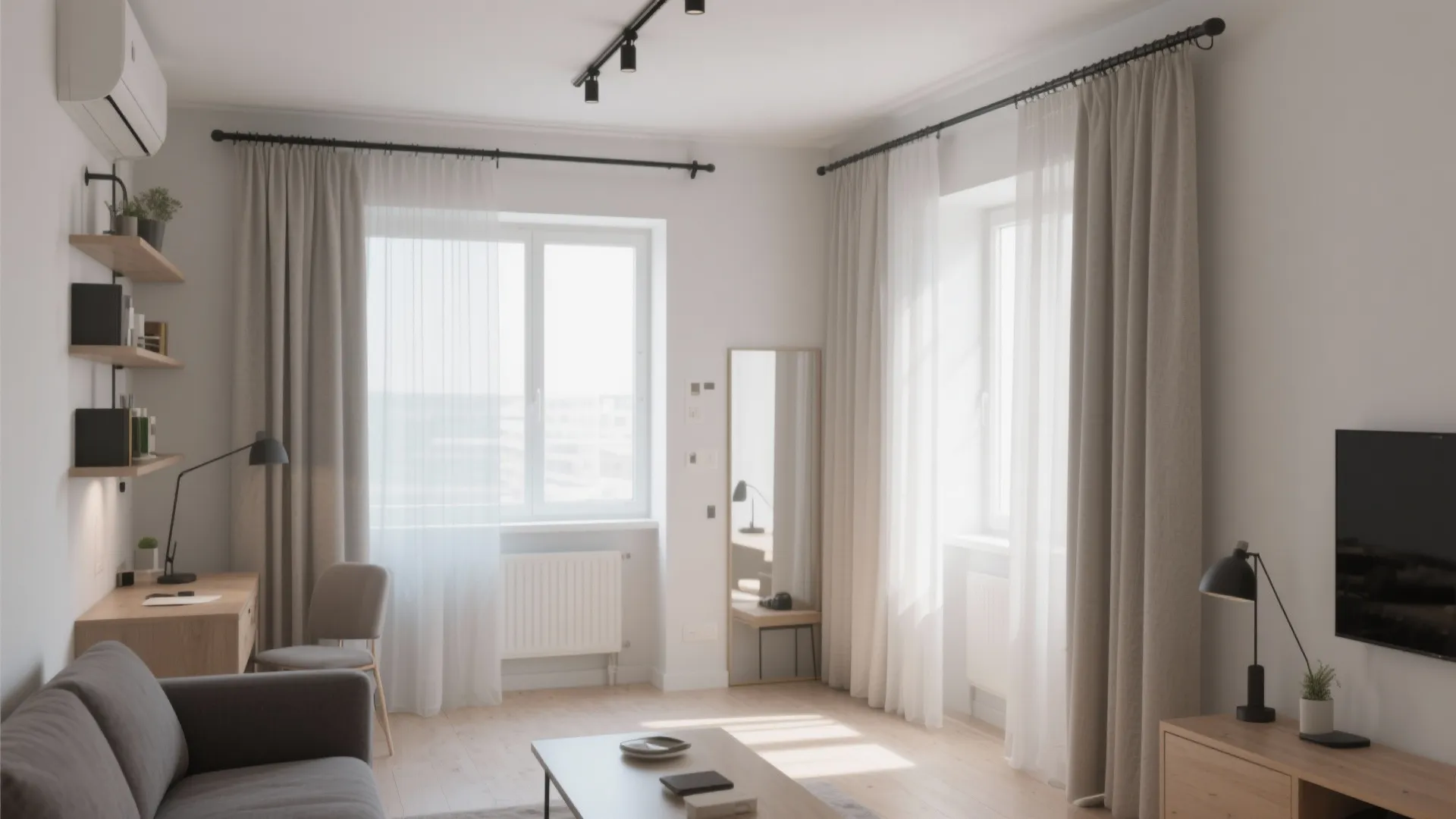 7. Ceiling-Mounted Curtain Tracks