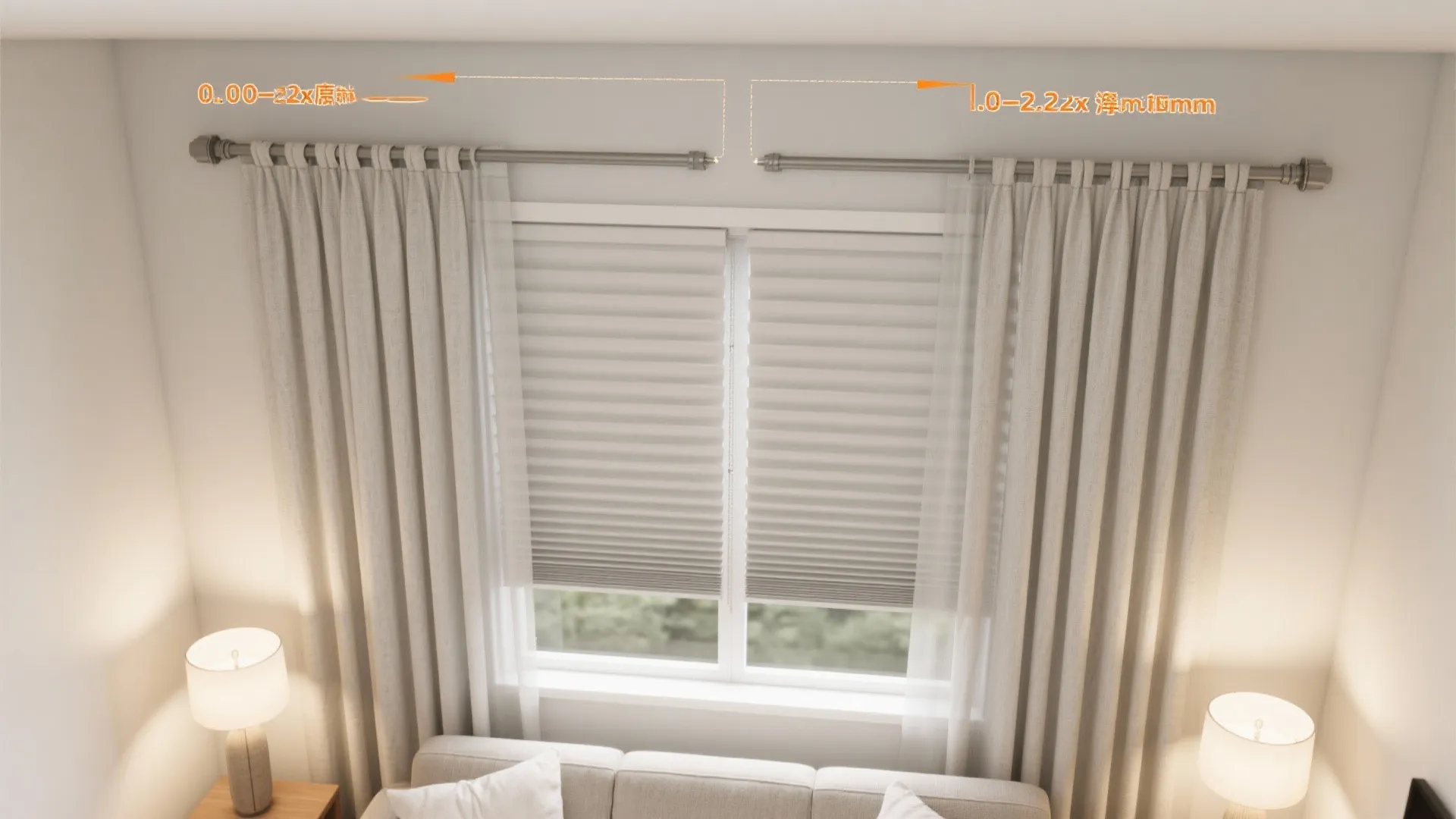 1) Ceiling-high sheers with a lightweight blackout liner