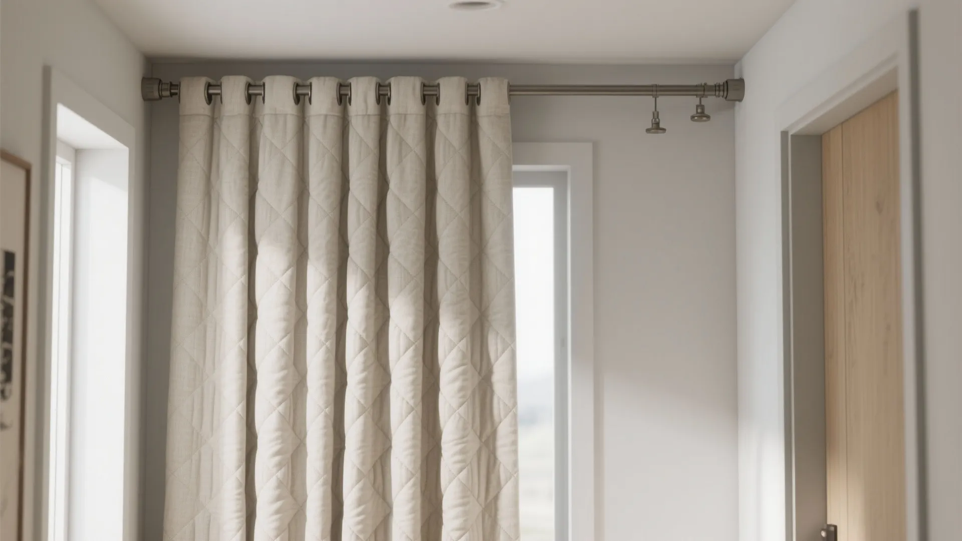 Tension Rod or Ceiling Track “Curtain” Wall: Slides Out of Sight