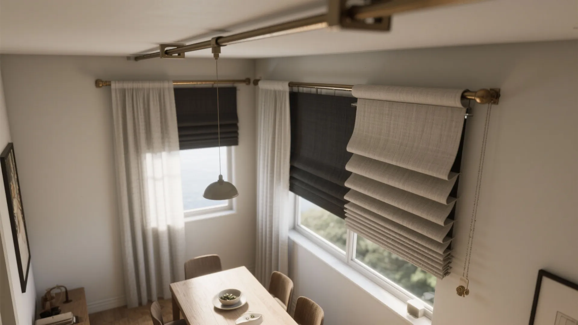 5. Ceiling tracks and layered systems for flexibility