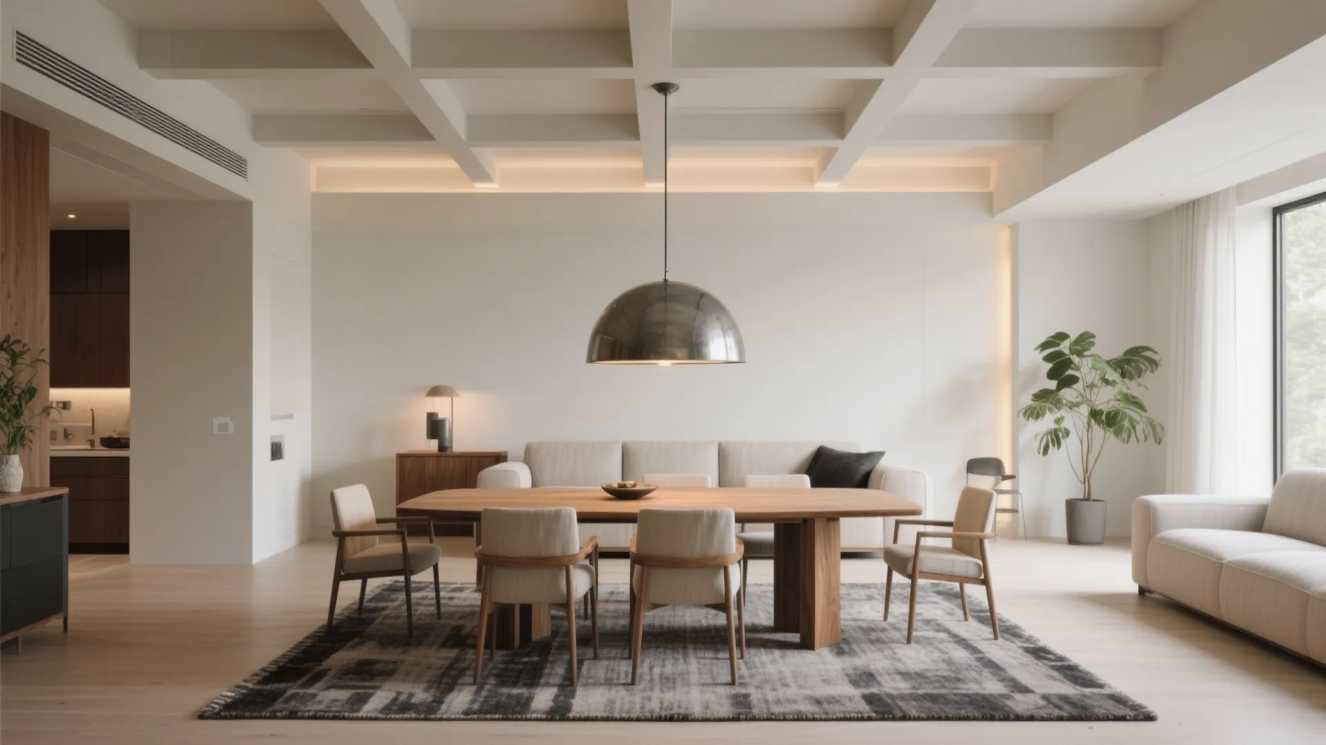 Ceiling Cues, Rugs, and Lighting to Zone Without Walls