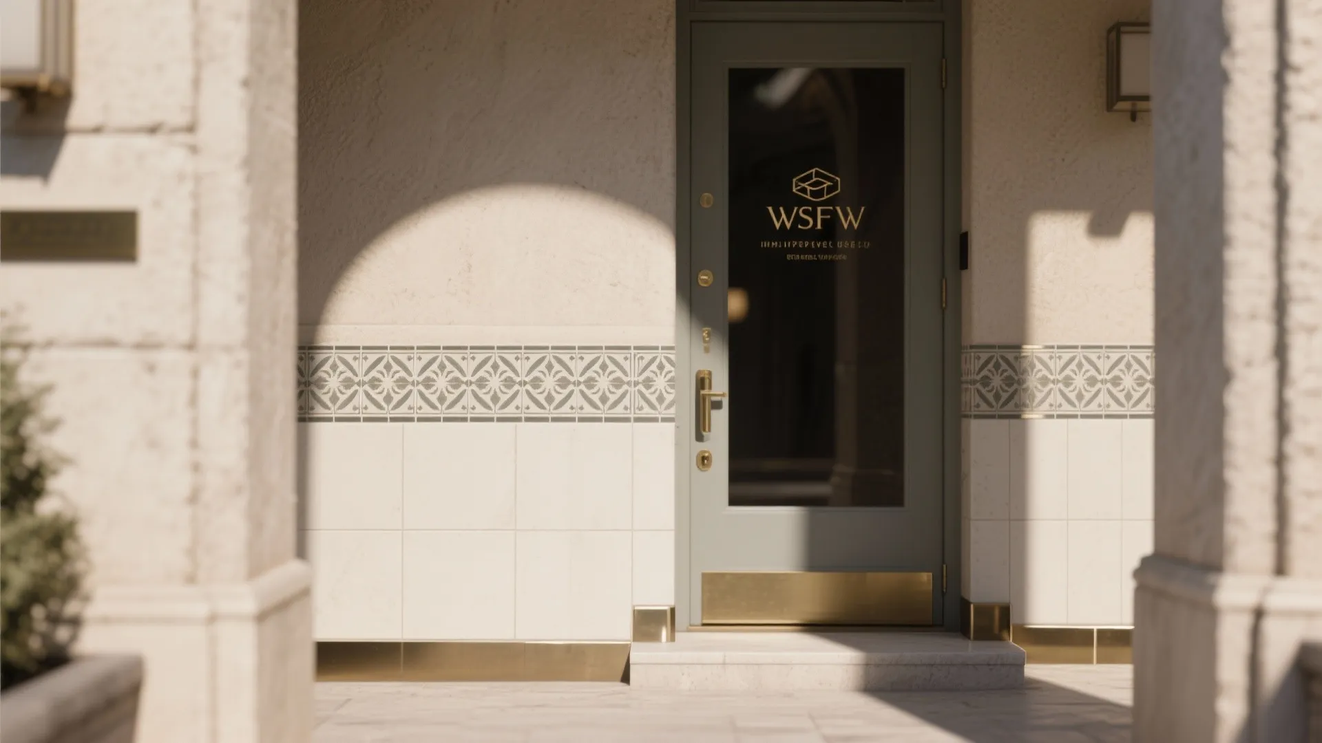 Patterned Cement Tile Accents at Entry and Plinth Zones