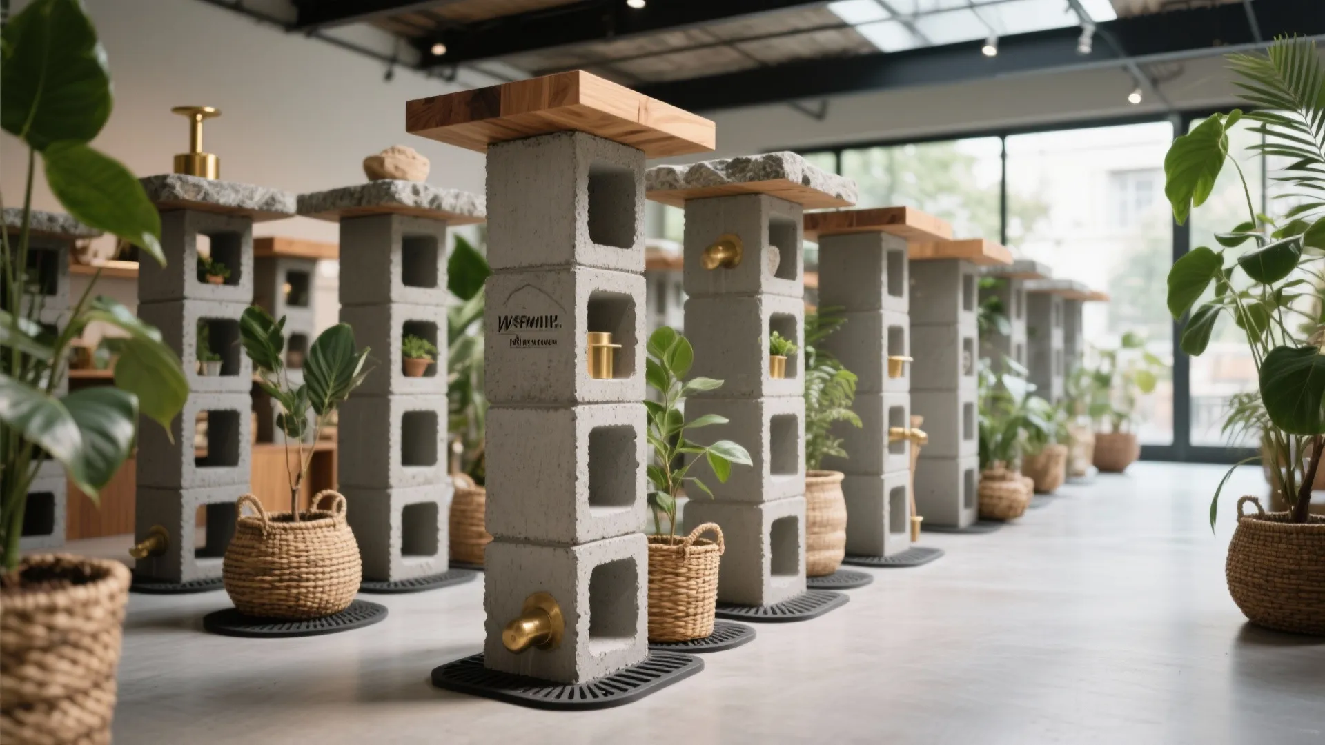 Modular Cement Blocks for Flexible Showcases