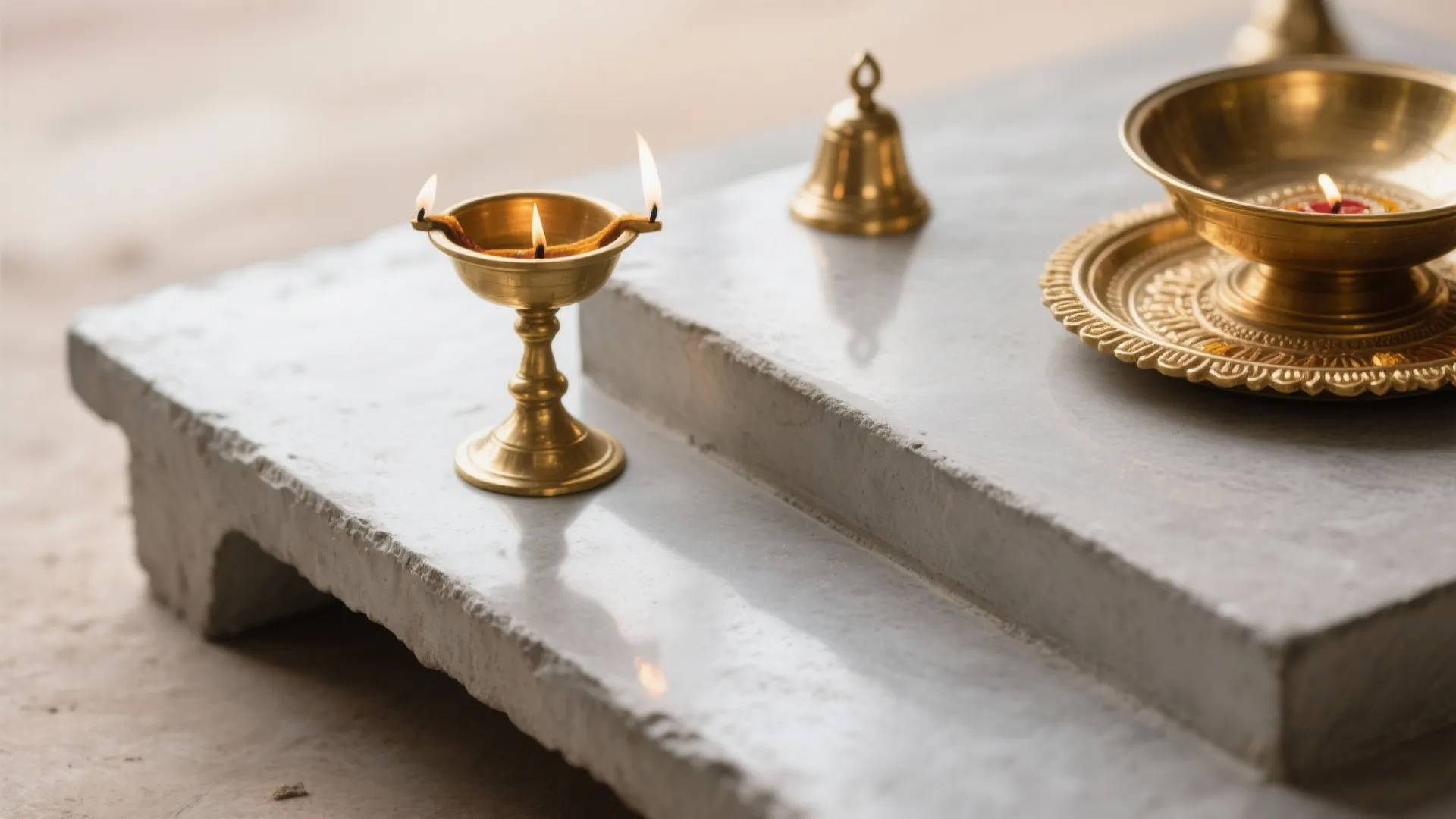 Polished Cement Platform with Brass Accents