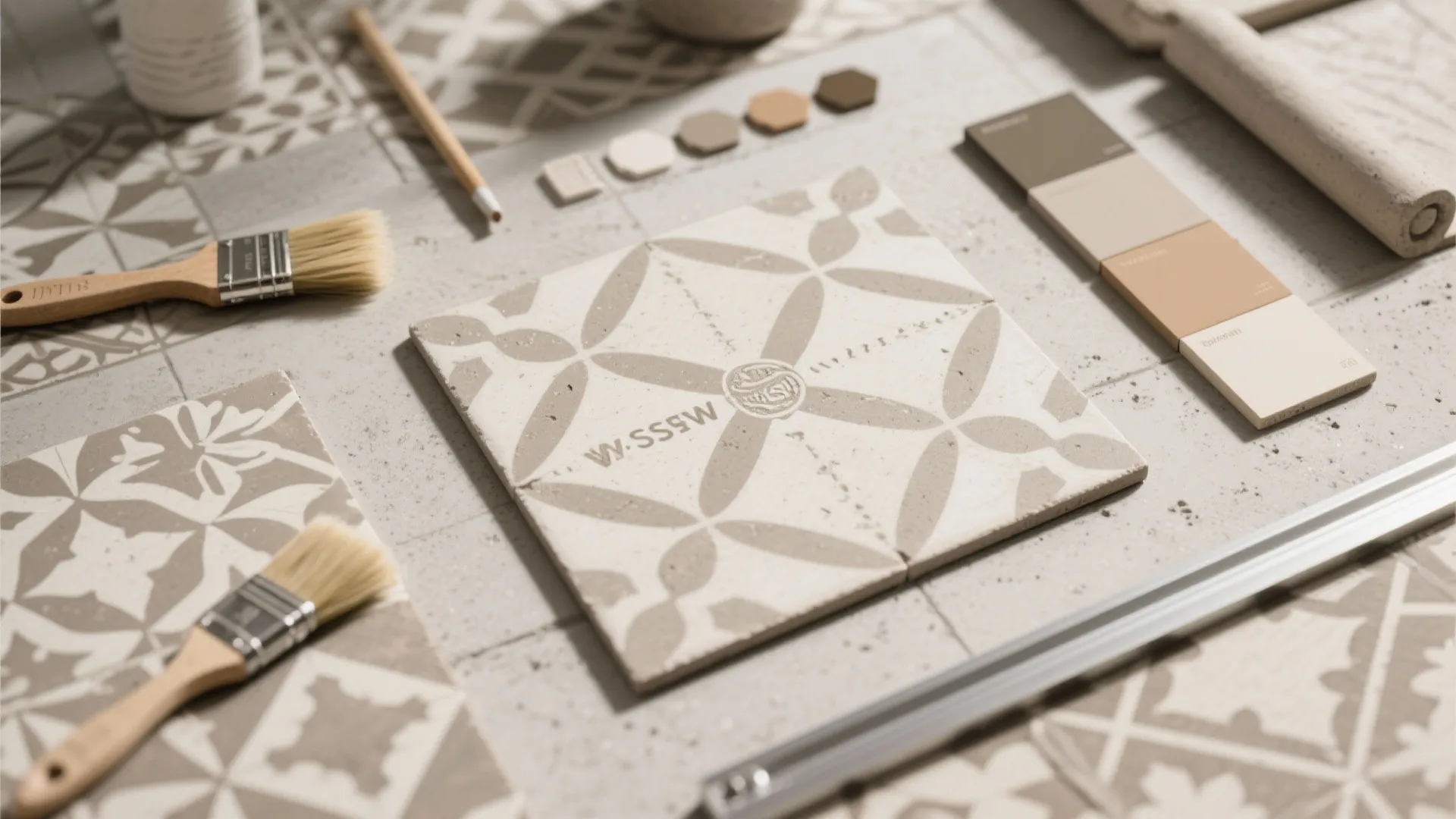 Patterned Cement Tile Accents at Entry and Plinth Zones