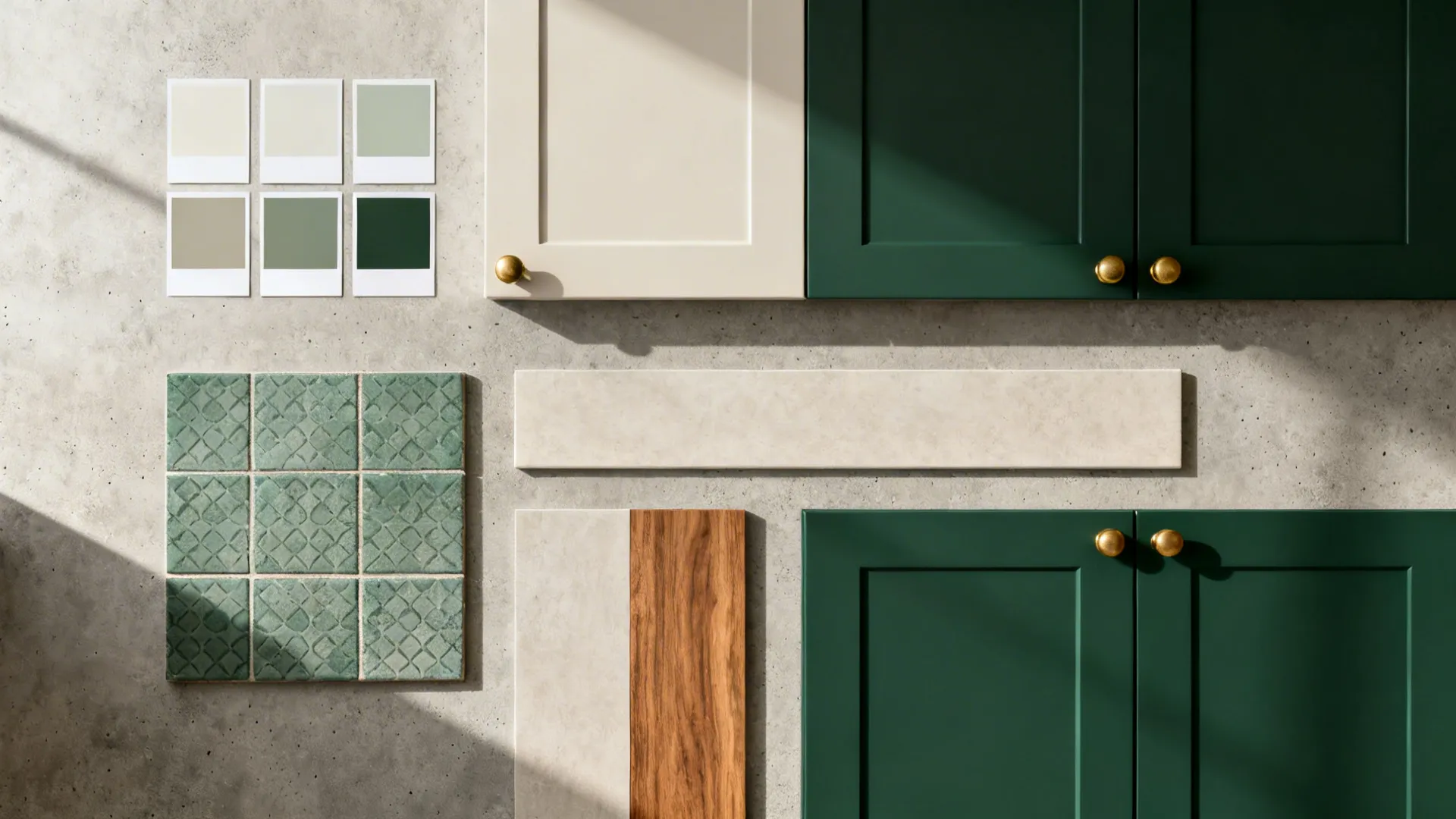 Two-tone cabinets + patterned cement tiles