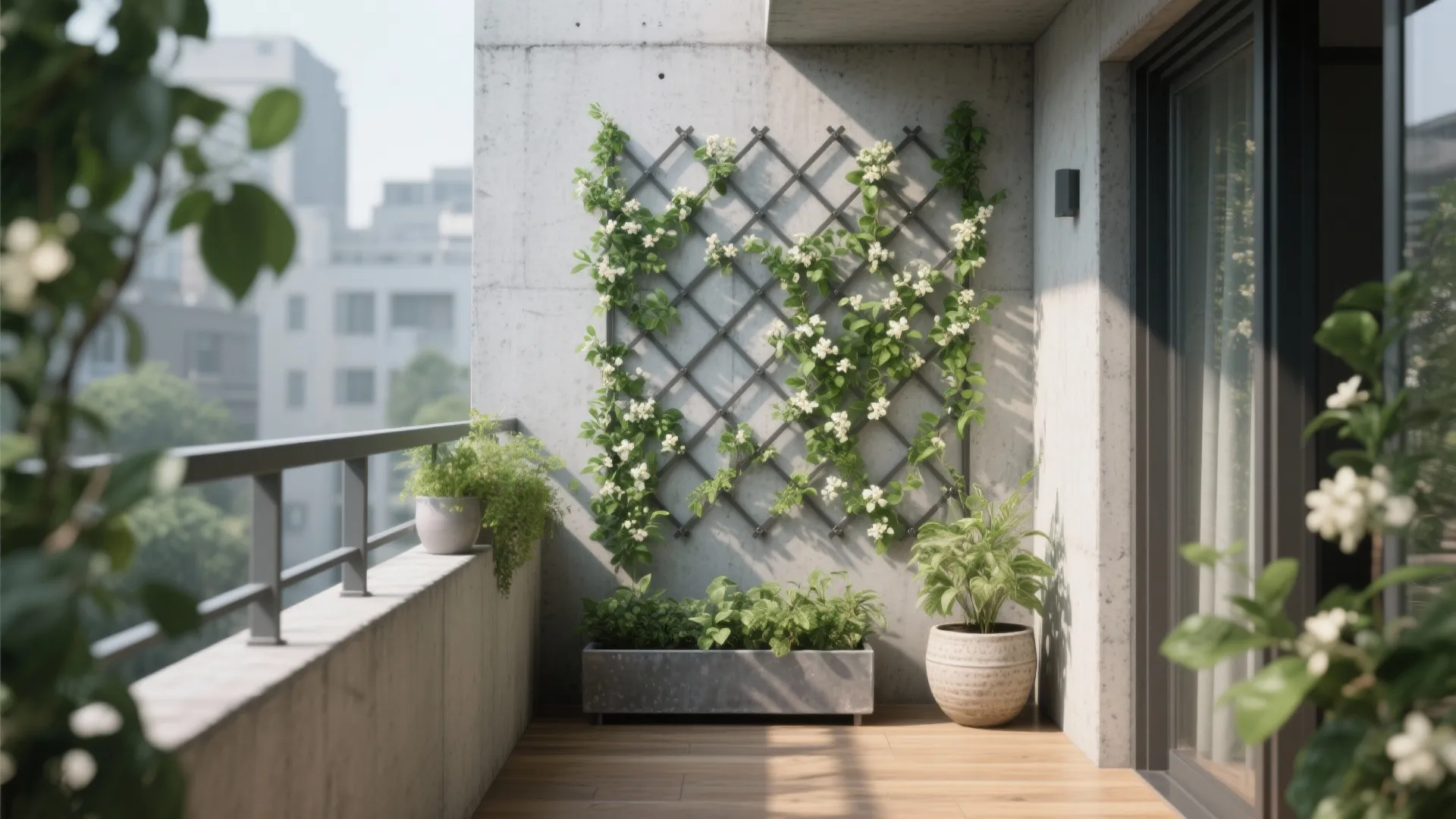 Green wall meets cement canvas