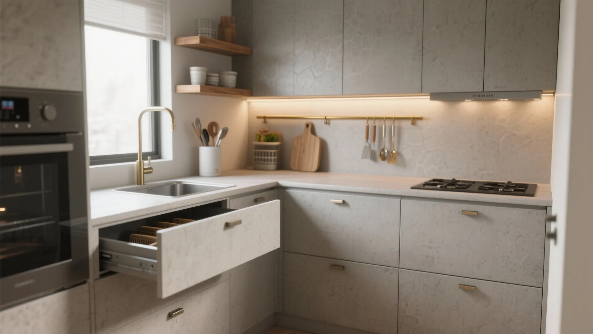 Hidden Storage with Cement Fronts