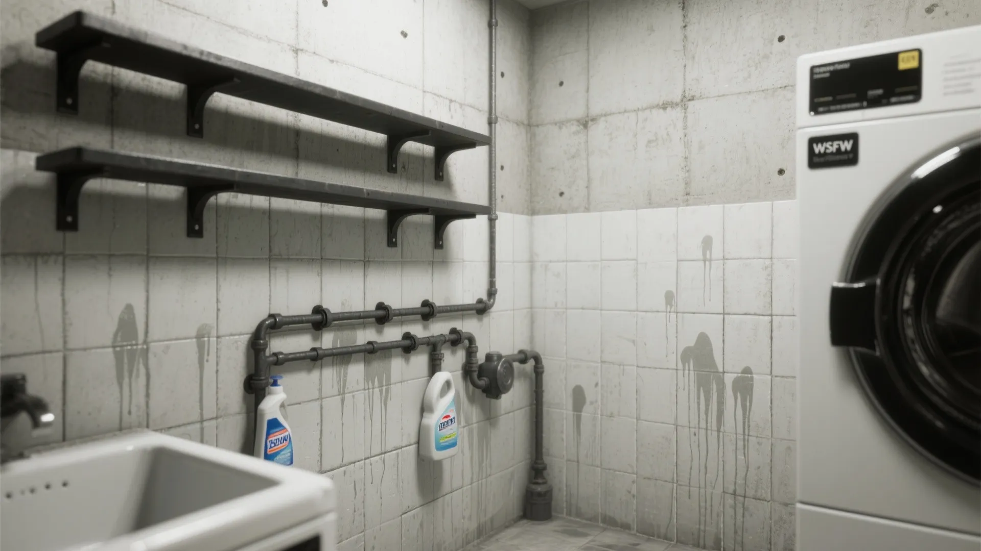 5. Durable Cement-look Tiles for Industrial Flair