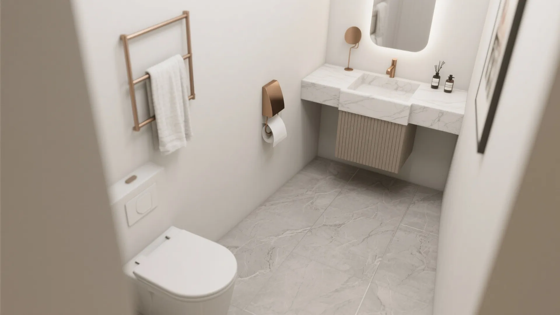 4) Cement-Look Porcelain with Soft Veining