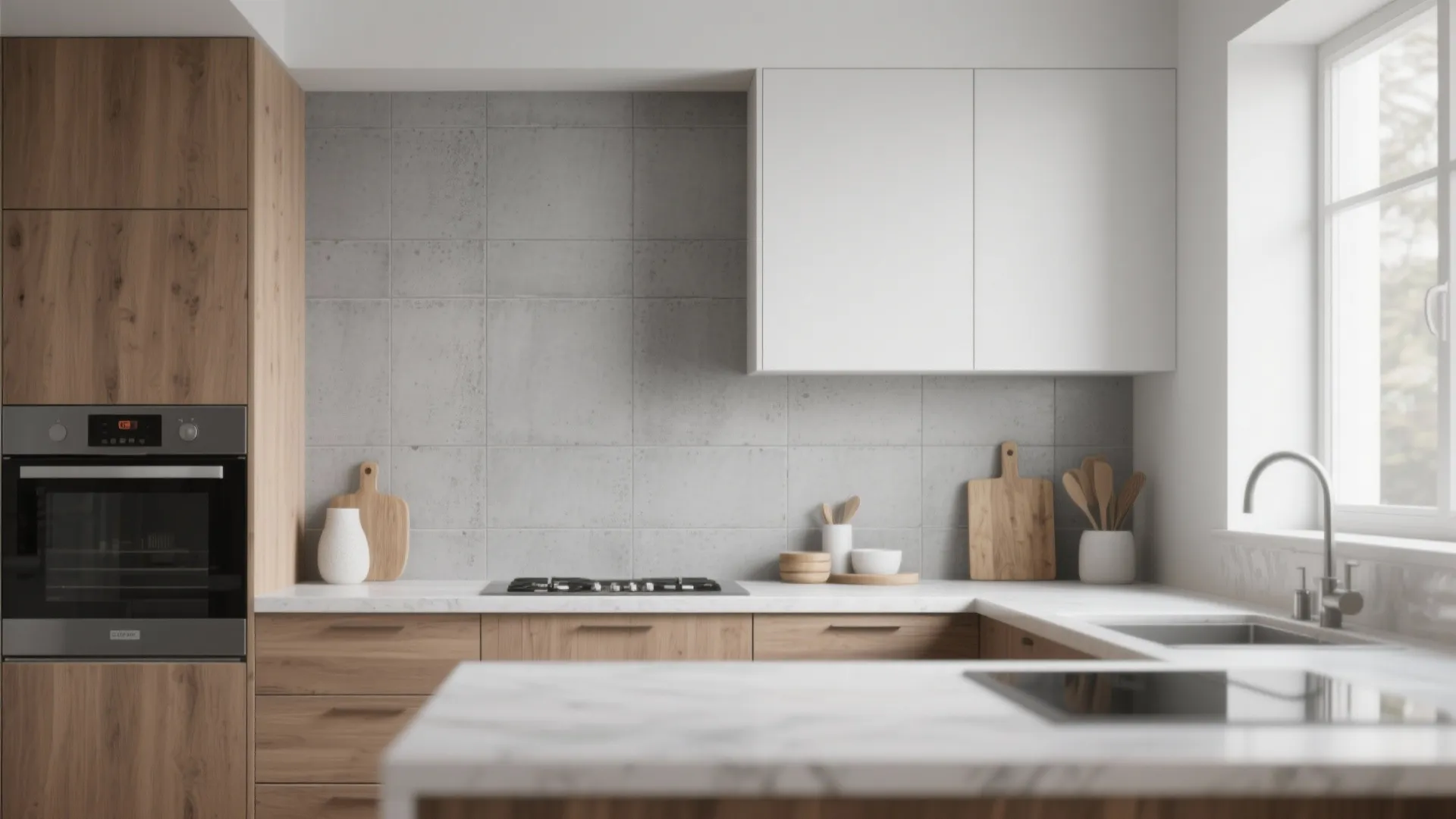 4. Matte Cement-Look Tiles