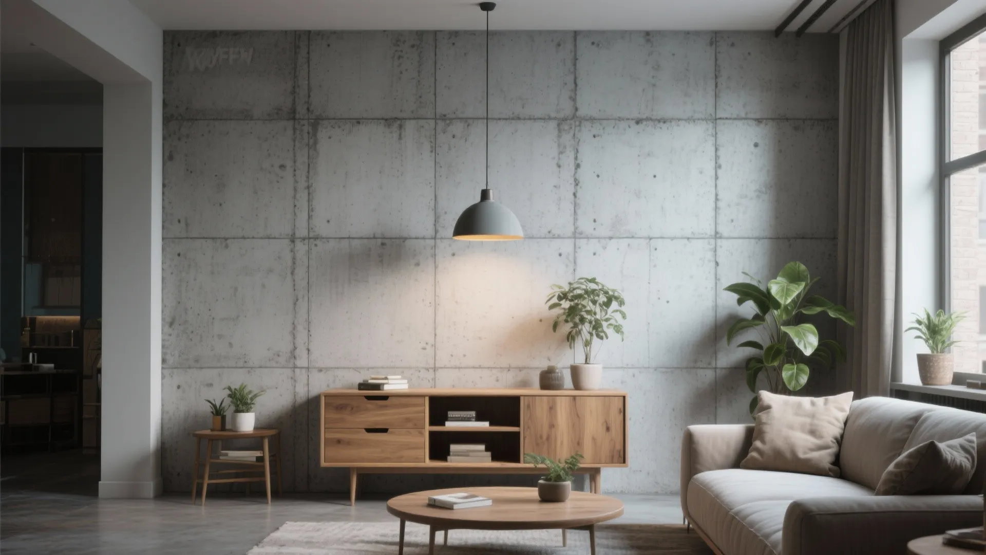 4. Cement-look tiles for an industrial chic vibe